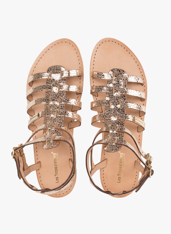Flat Leather Sandals Or Craquele Les Tropeziennes Par M.belarbi Women HIKAELA OR CRAQUELE OR CRAQUELE Place des Tendances Europe