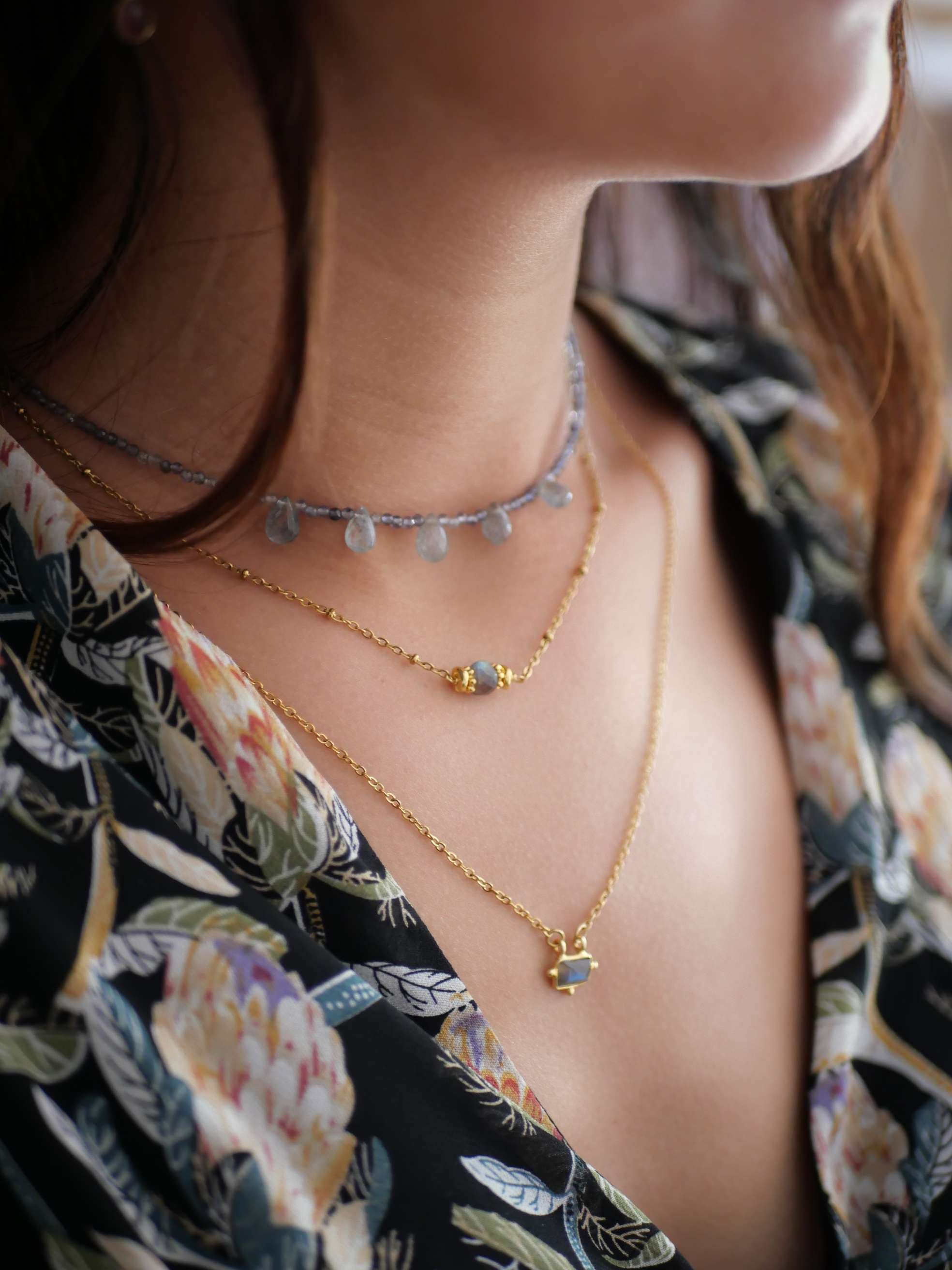 Iolite and labradorite necklace GINANDGER Purple