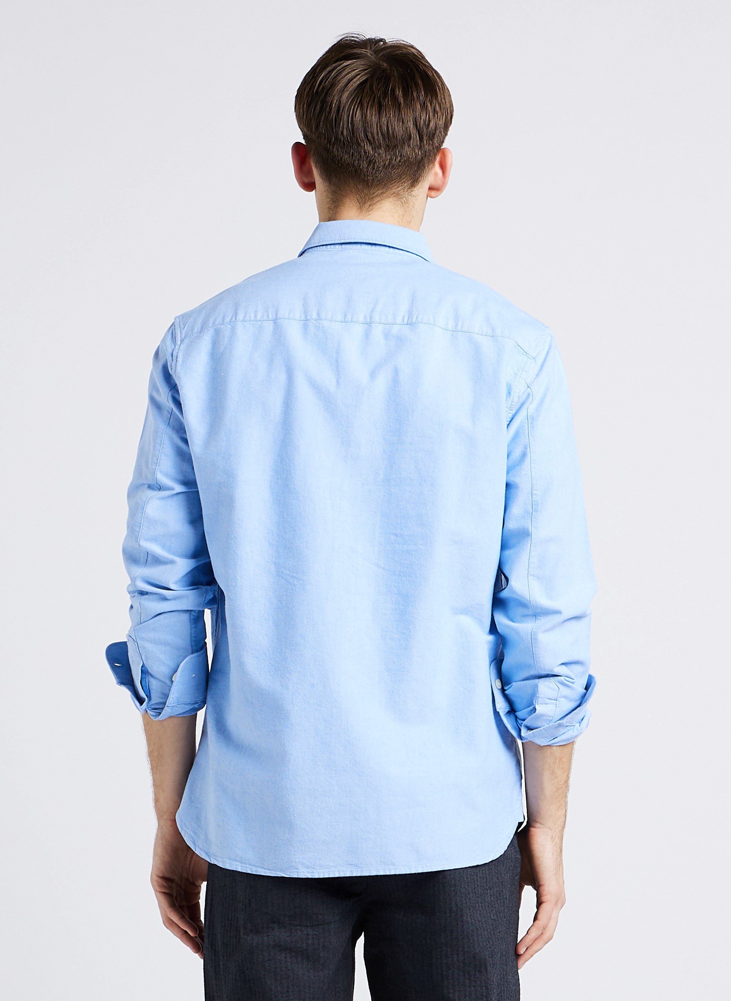 Chemise droite col classique en coton biologique KNOWLEDGE COTTON APPAREL Bleu