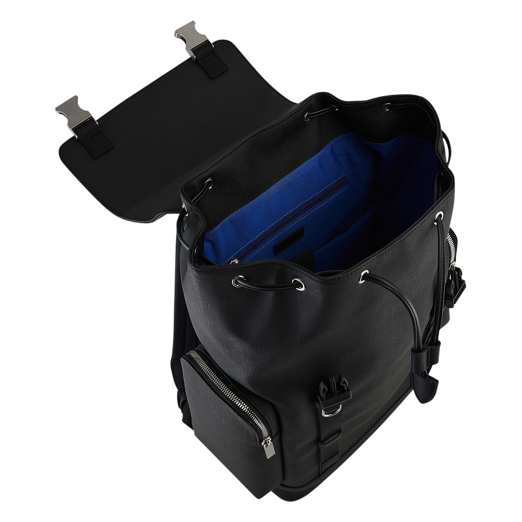 Rugzak met dubbel materiaal en klep LE TANNEUR Zwart