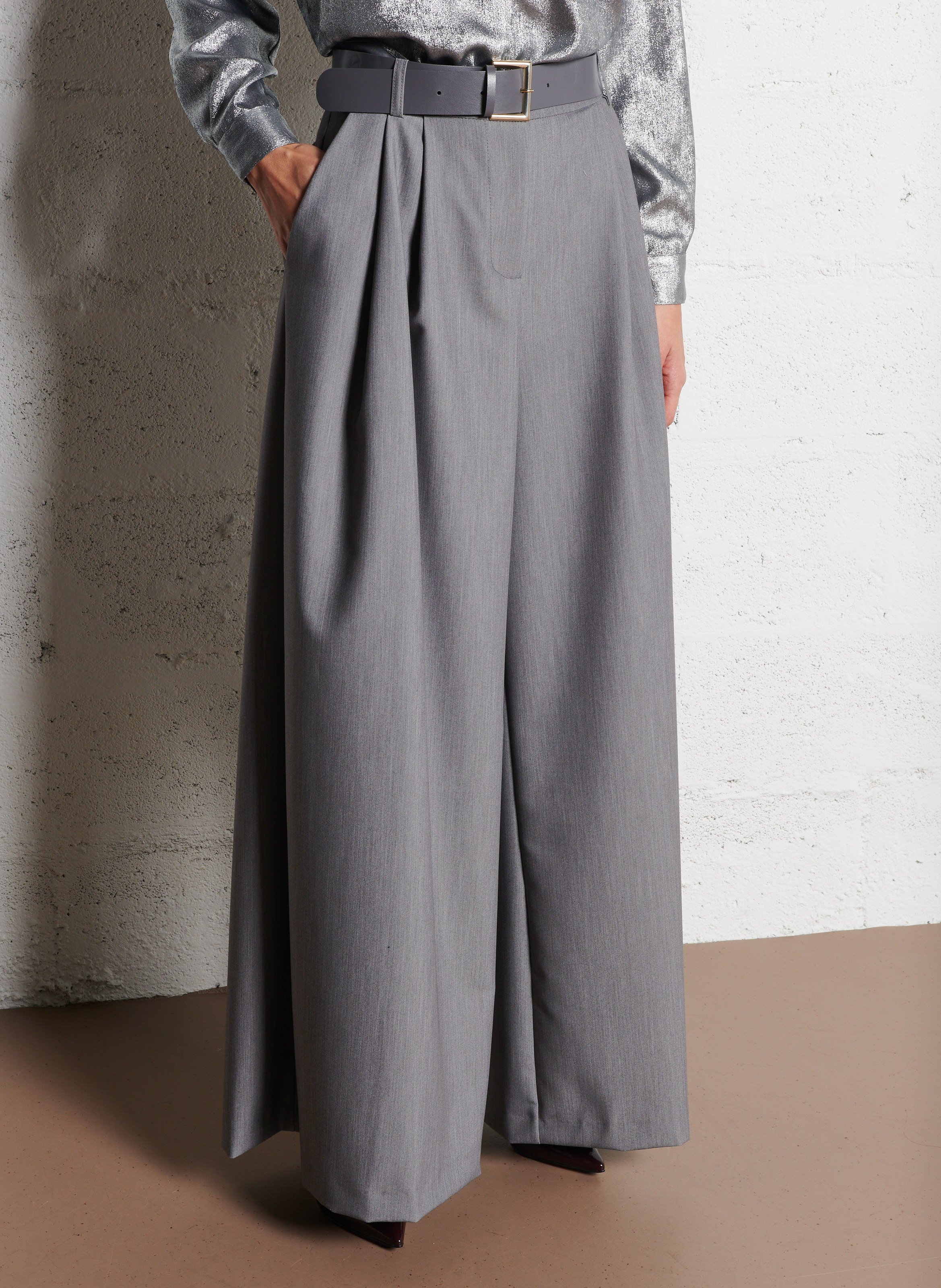Palazzo pants with belt IMPERIAL Grey