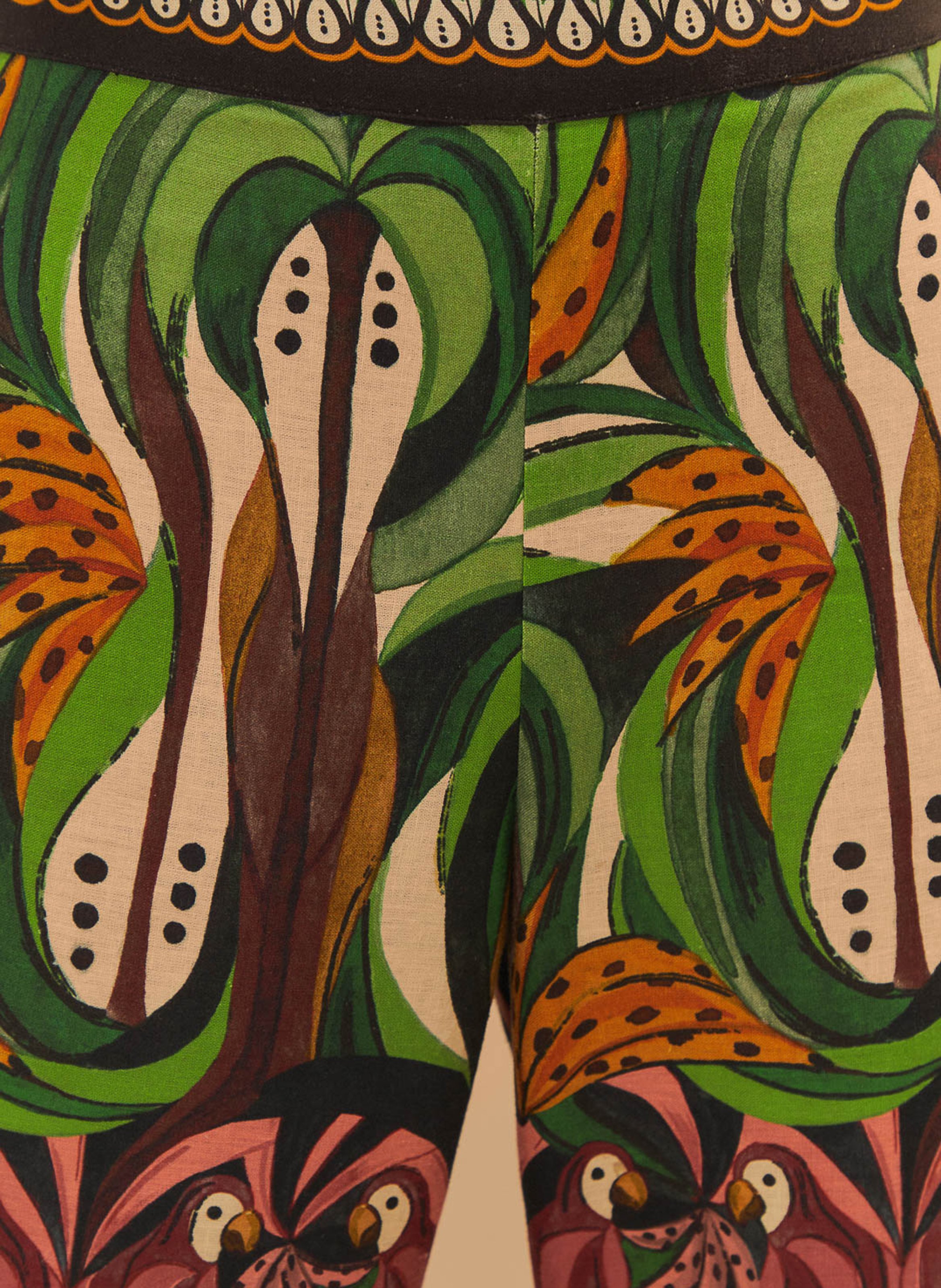 Wide-leg linen-blend pants Multicolored