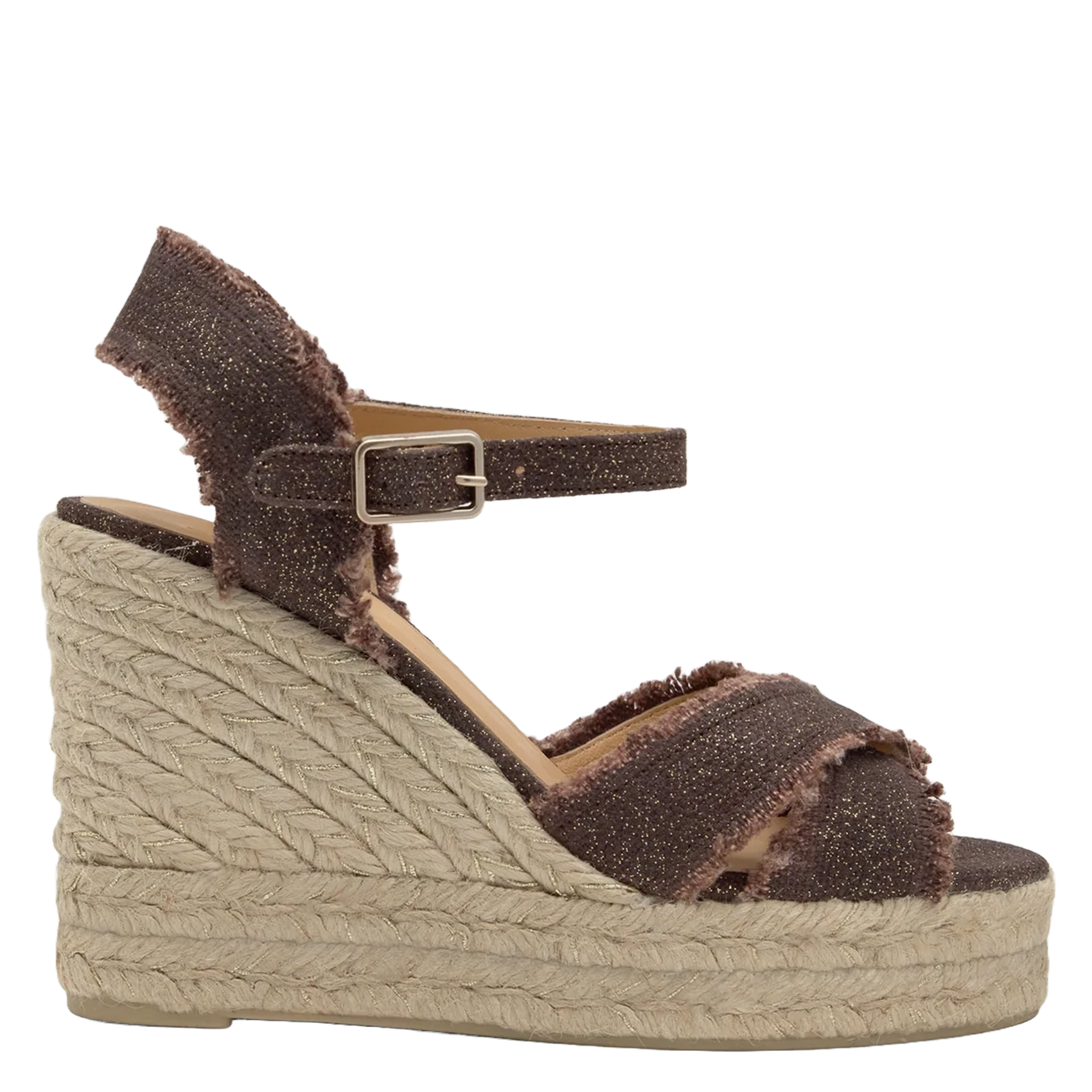 Sandales compensées en lin à paillettes CASTANER
