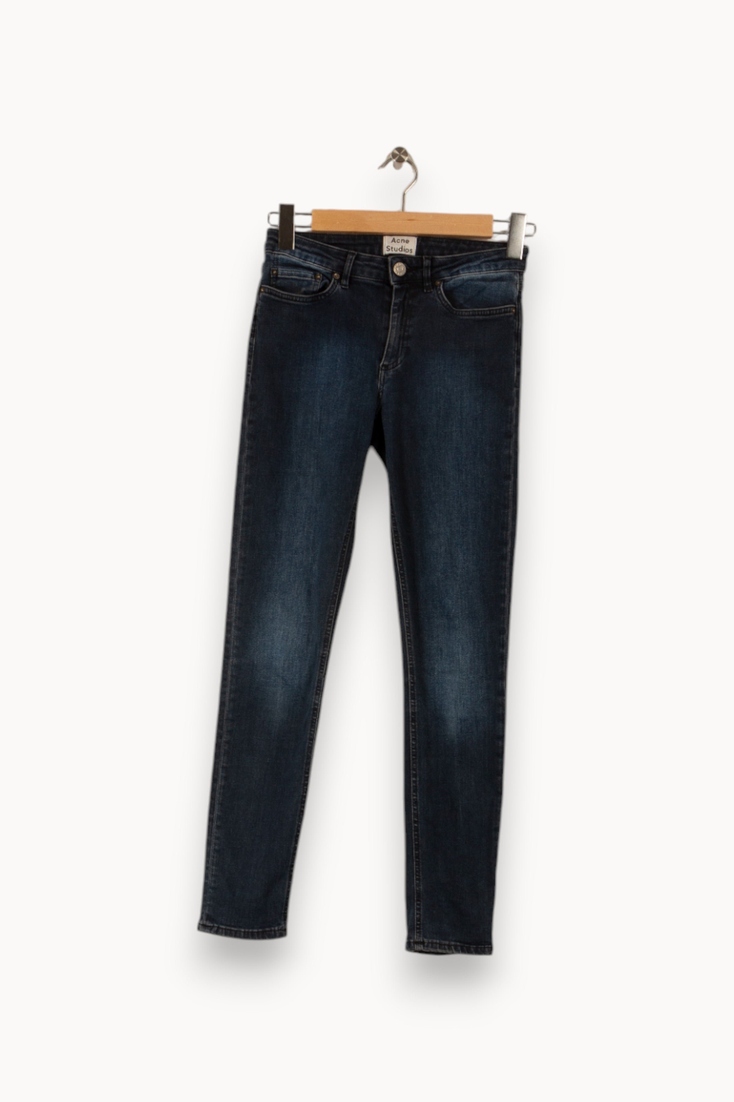 Cropped slim jeans with studs ACNE STUDIOS - Seconde Main Blue