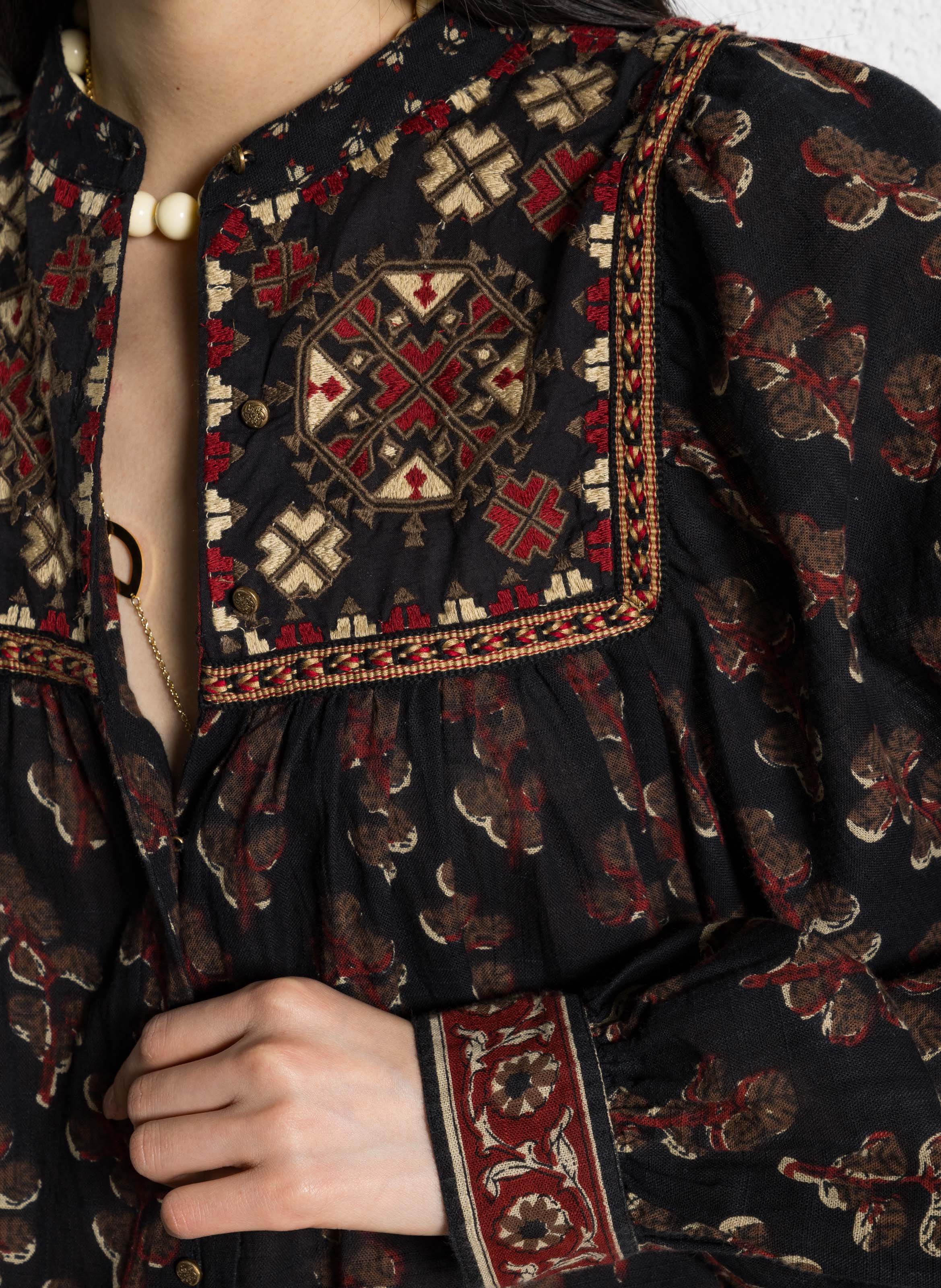 Loose-fit cotton blouse MAISON HOTEL Brown