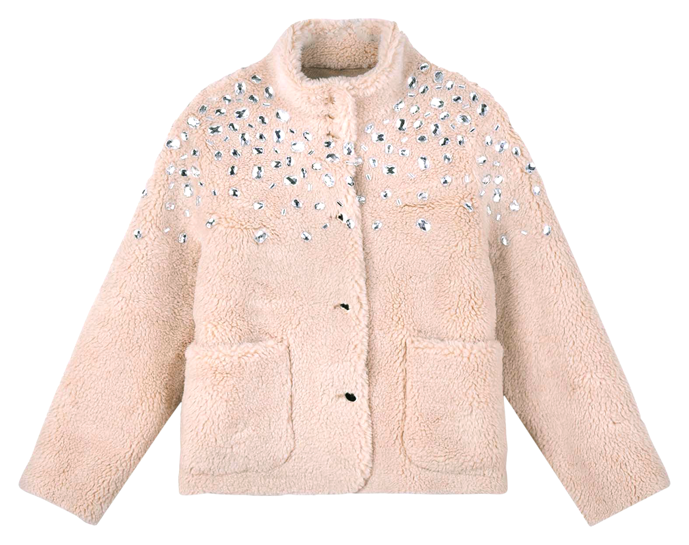 Straight high-neck jacket WILD White