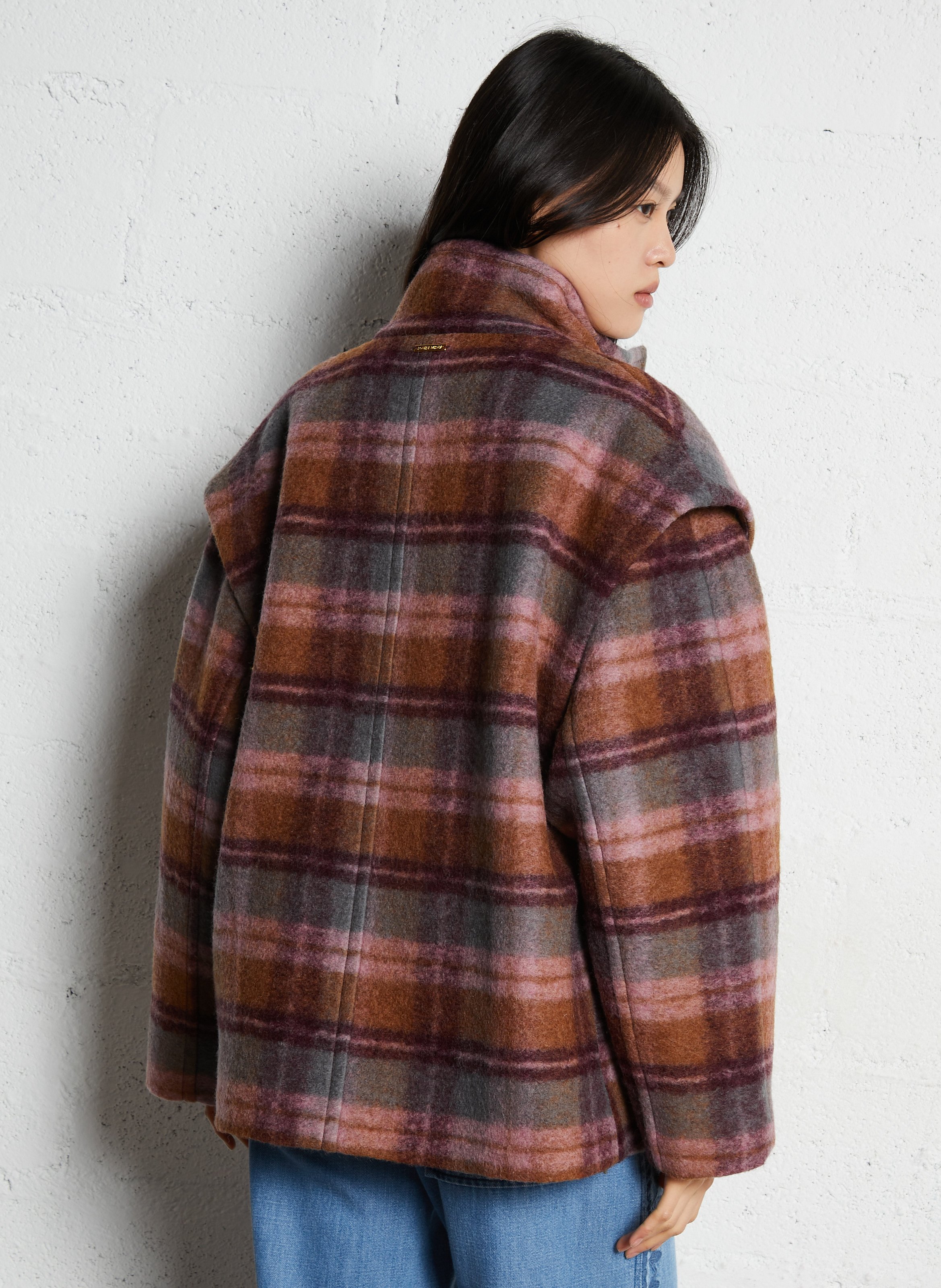 Manteau oversize en laine mélangée Marron