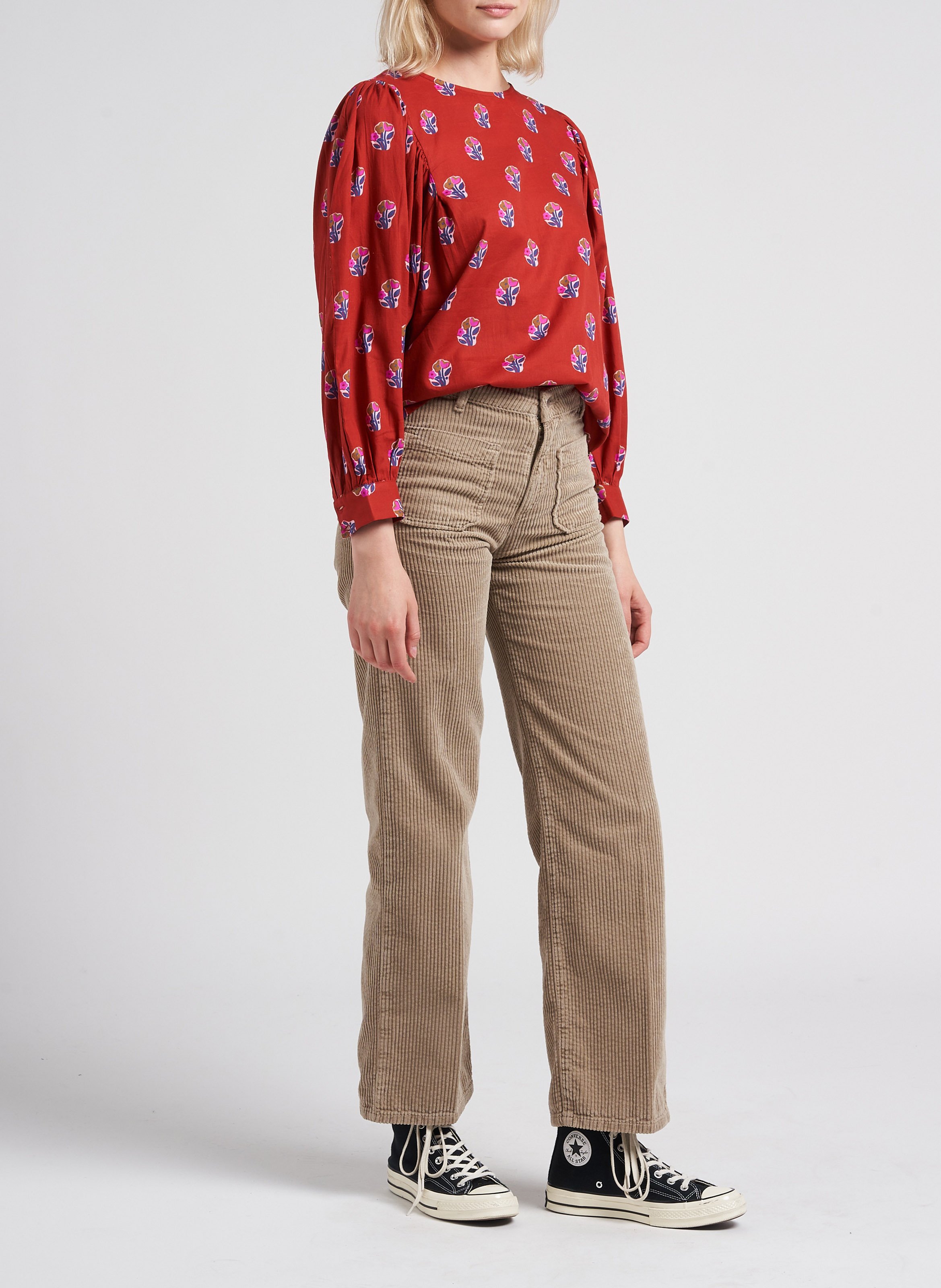 Ribbroek met wijd uitlopende pijpen ACQUAVERDE Beige