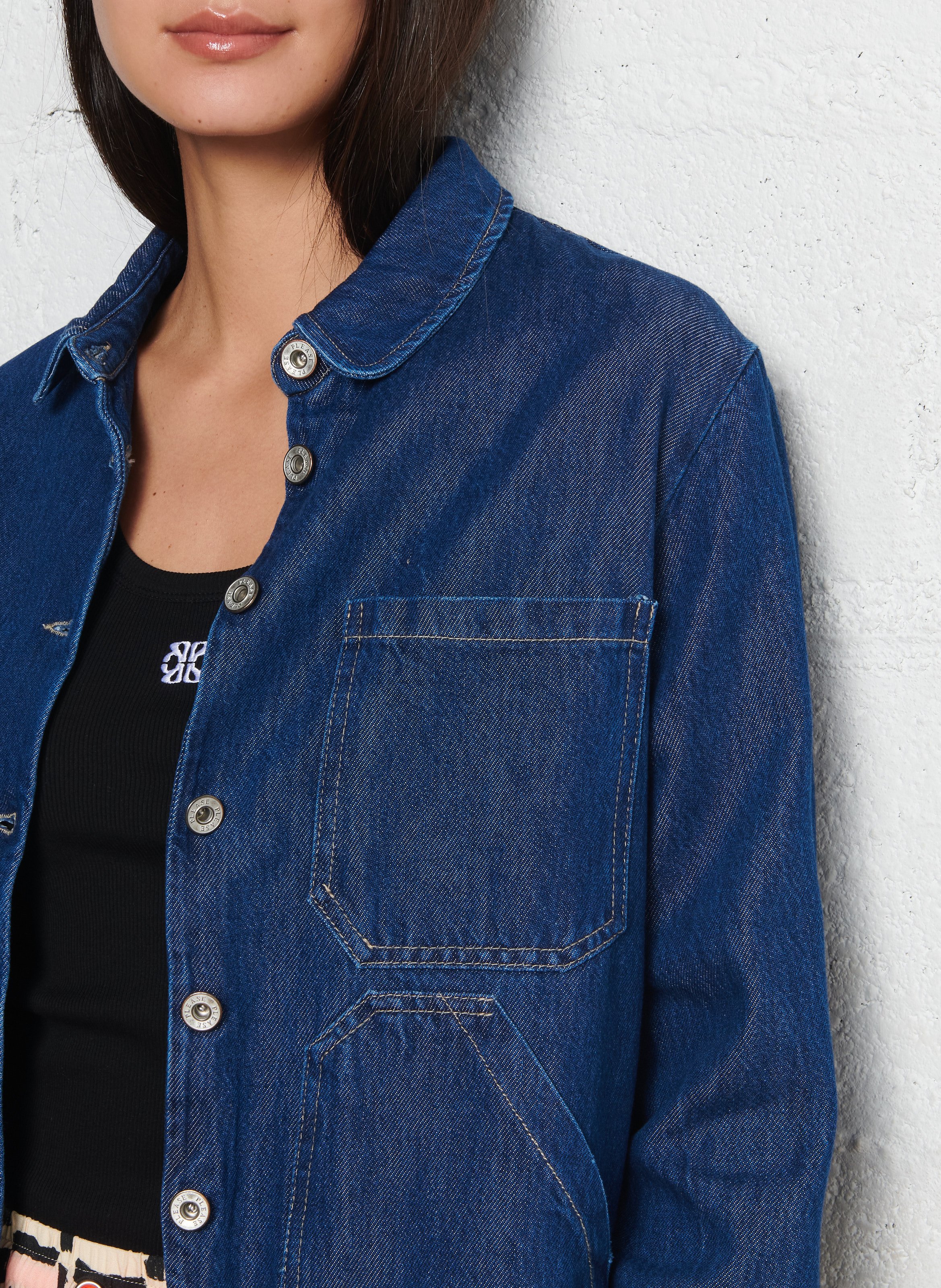 Denim jacket with Peter Pan collar PLEASE Blue