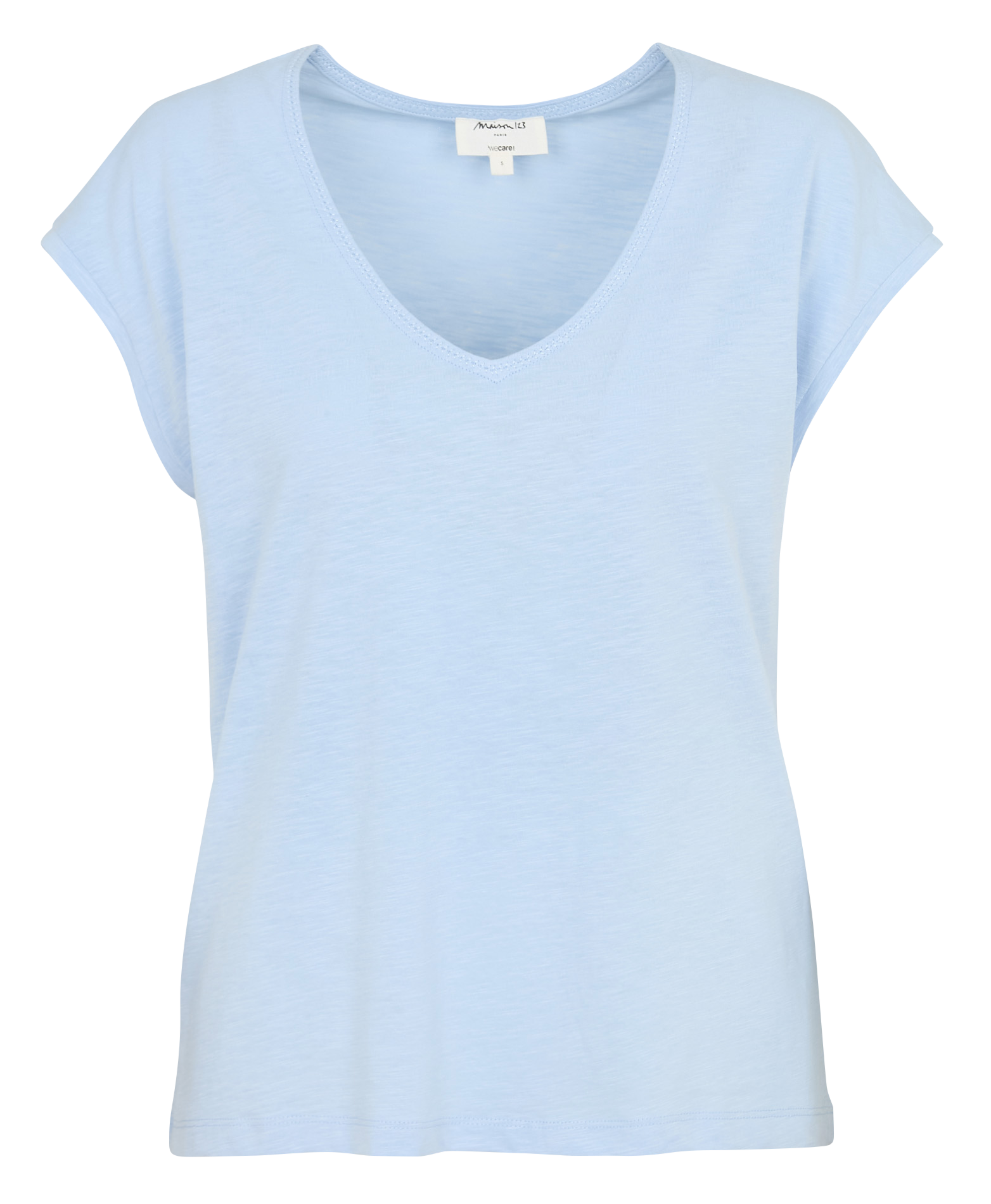 Straight cotton V-neck T-shirt MAISON 123 Blue