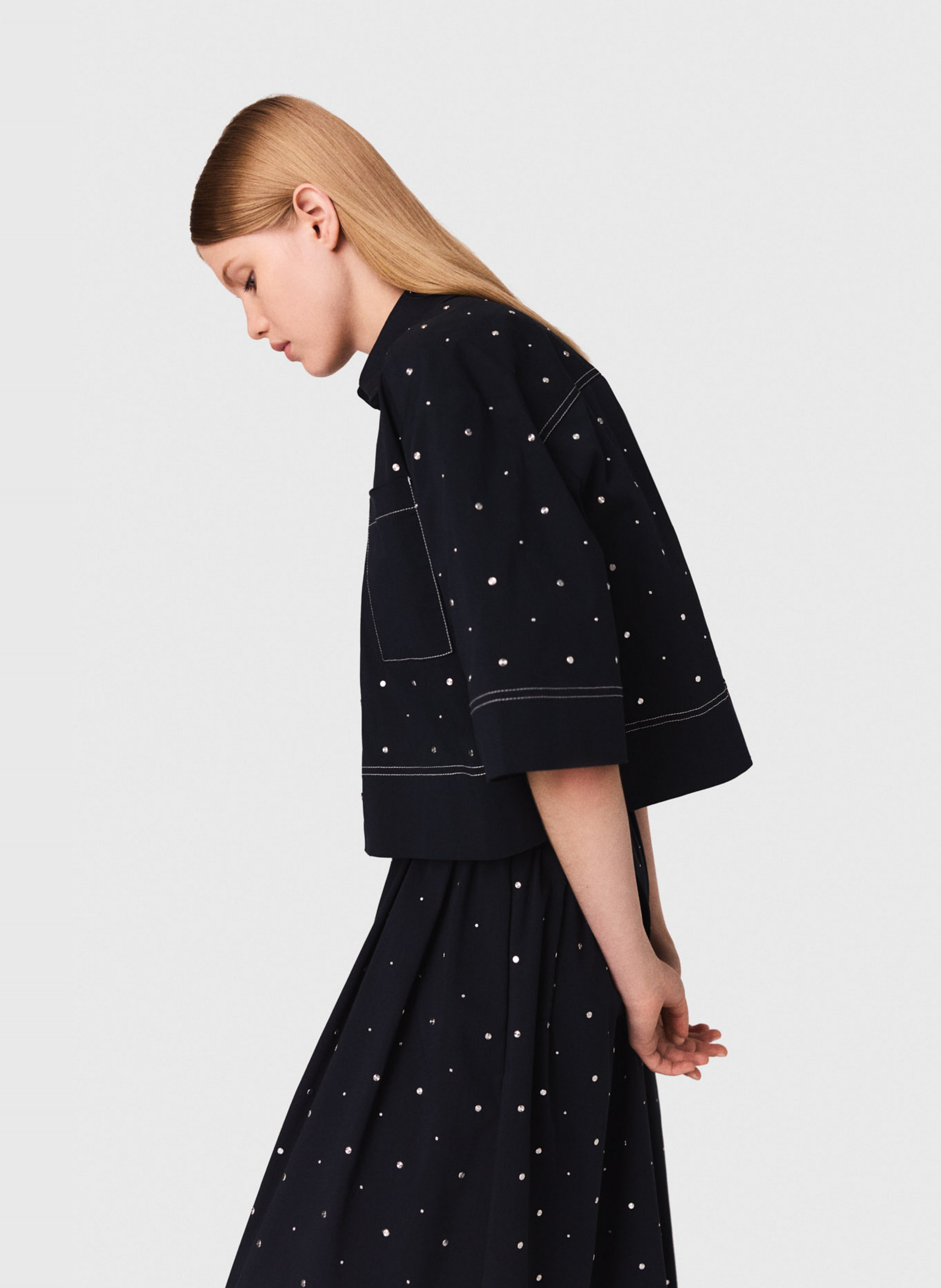 Chemise col classique en coton mélangé MAJE Bleu