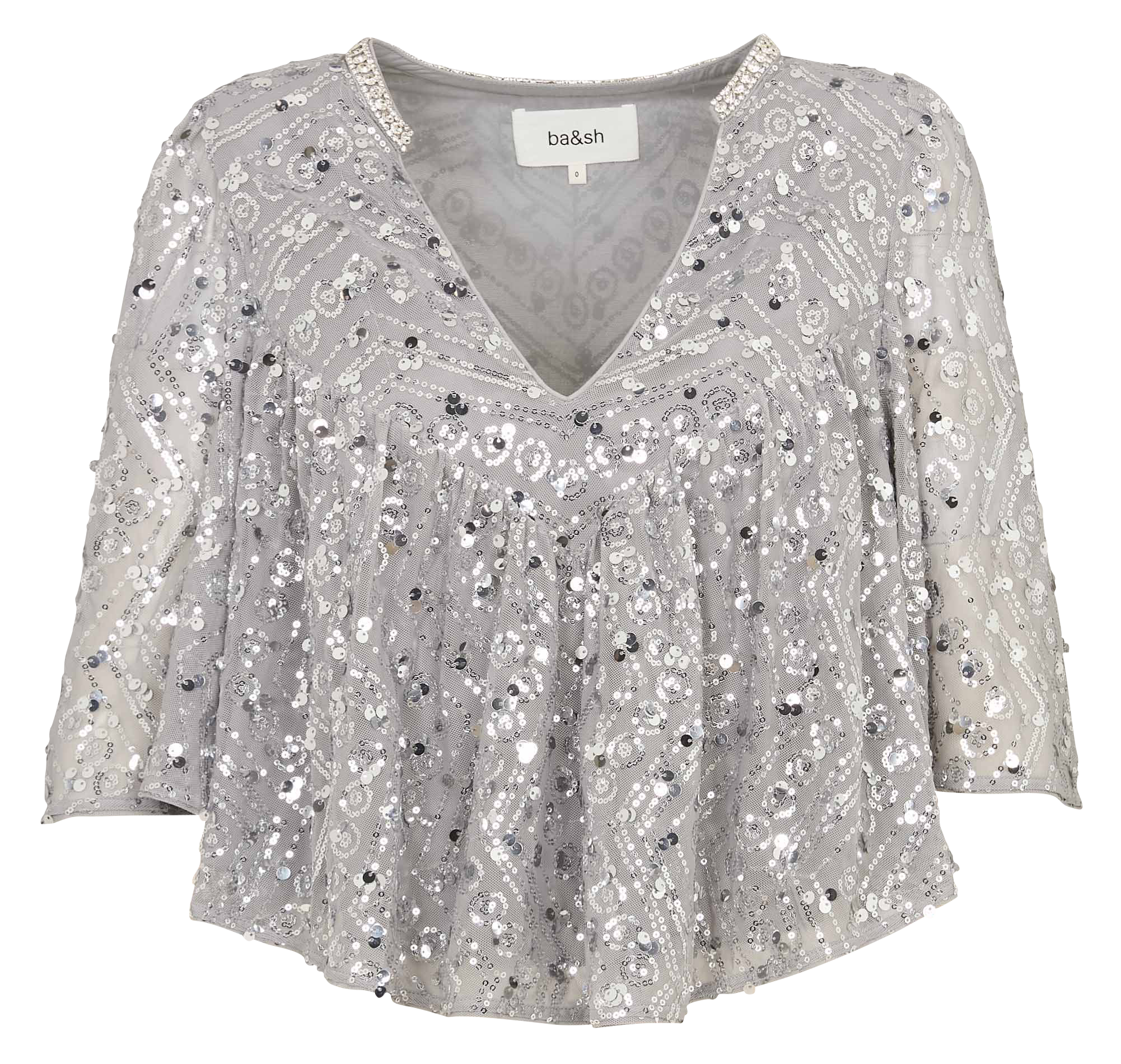Top ample col V à sequins BA&SH Argent
