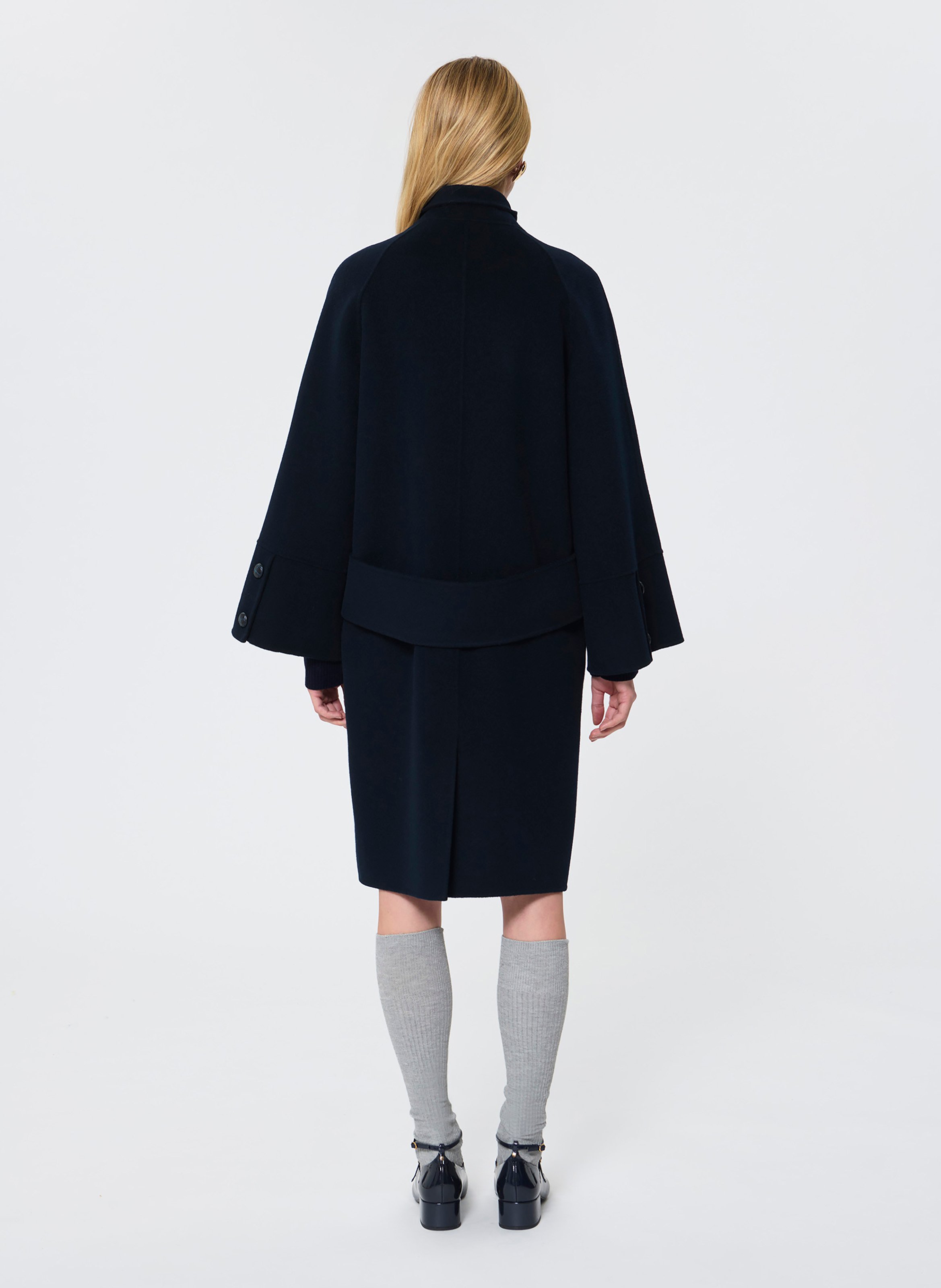 Cappotto dritto collo alto in lana mélange TARA JARMON Blu