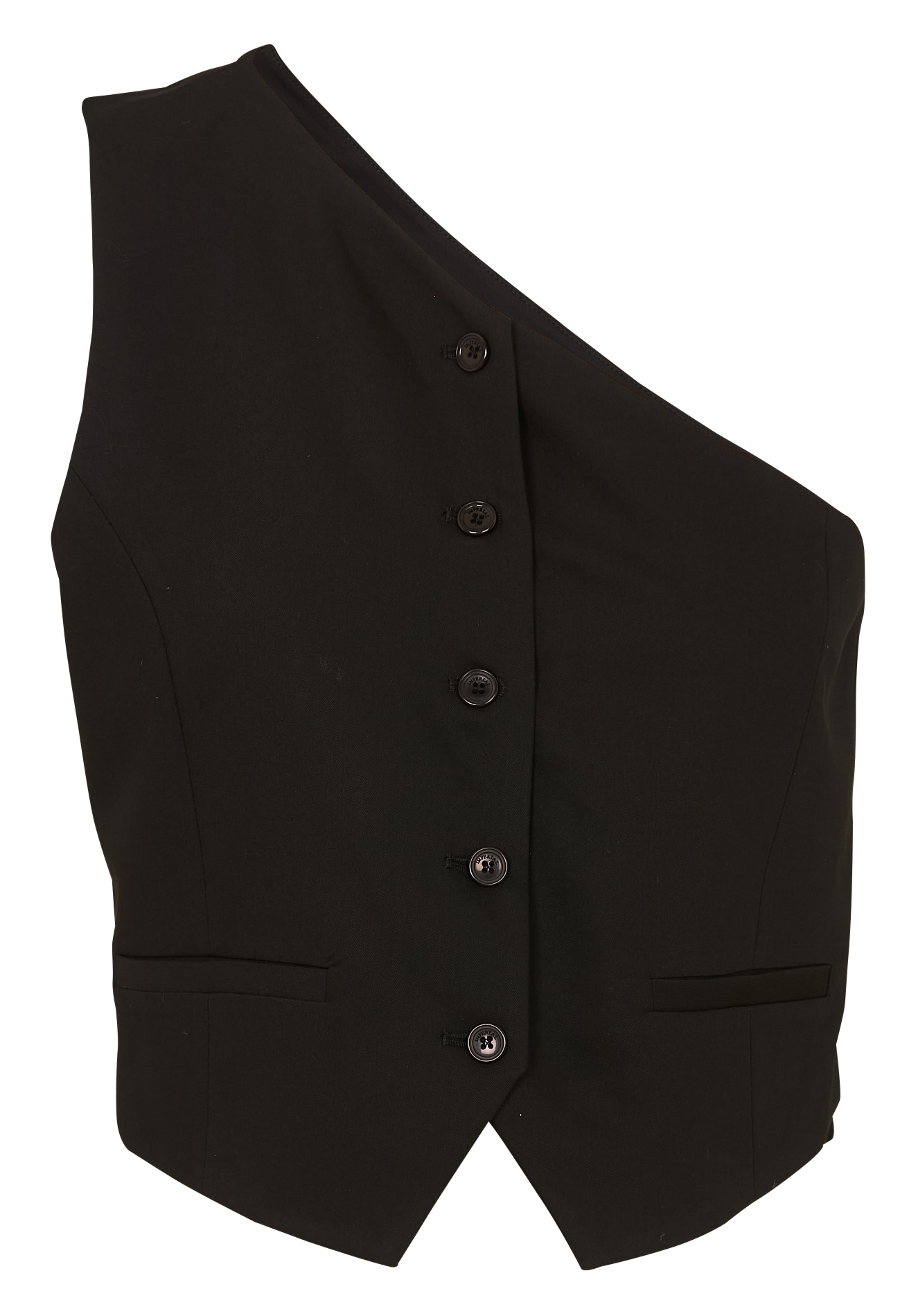 Asymmetrical straight neckline top IMPERIAL Black