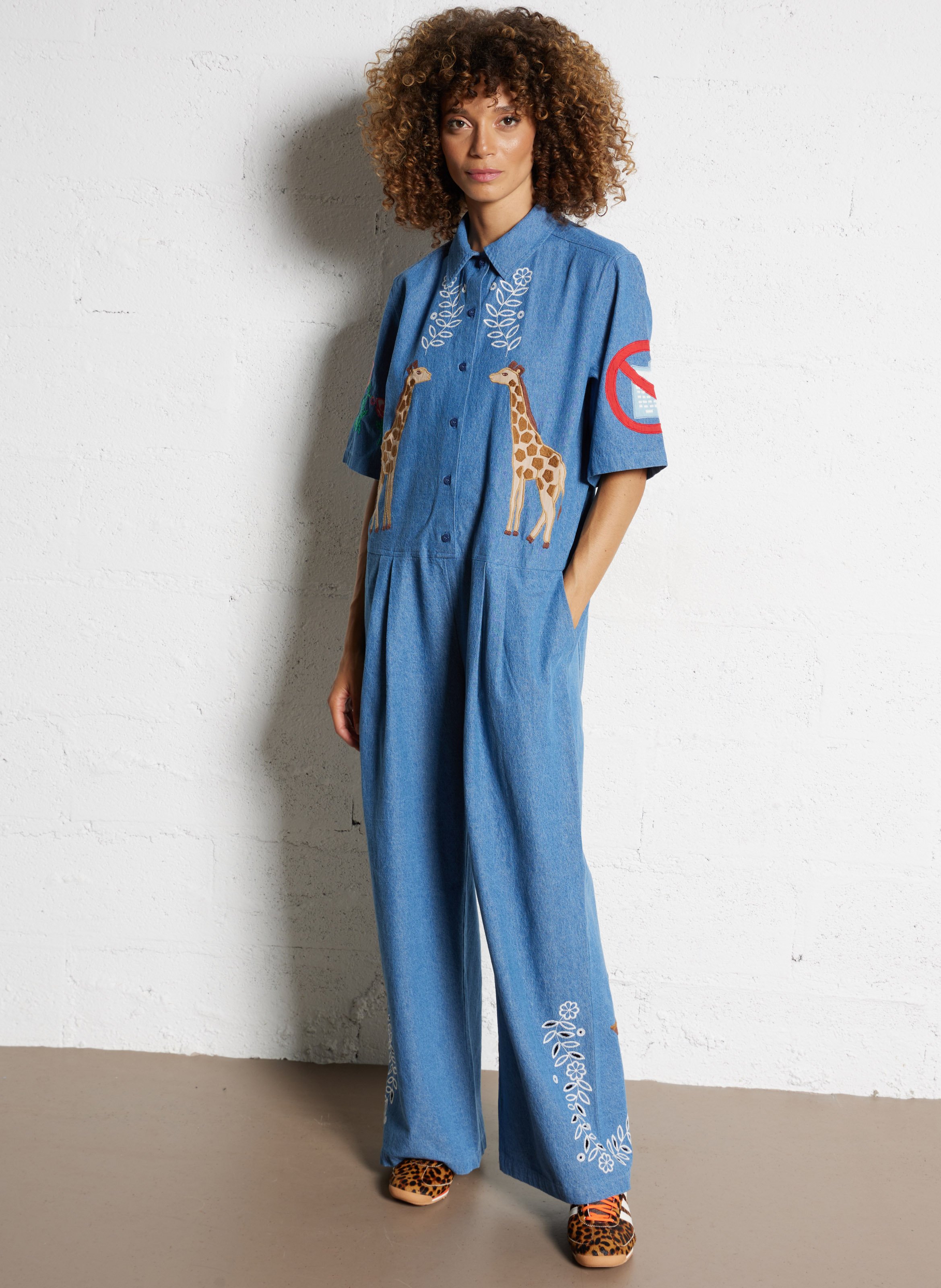 Combinaison col classique en coton STELLA NOVA Bleu