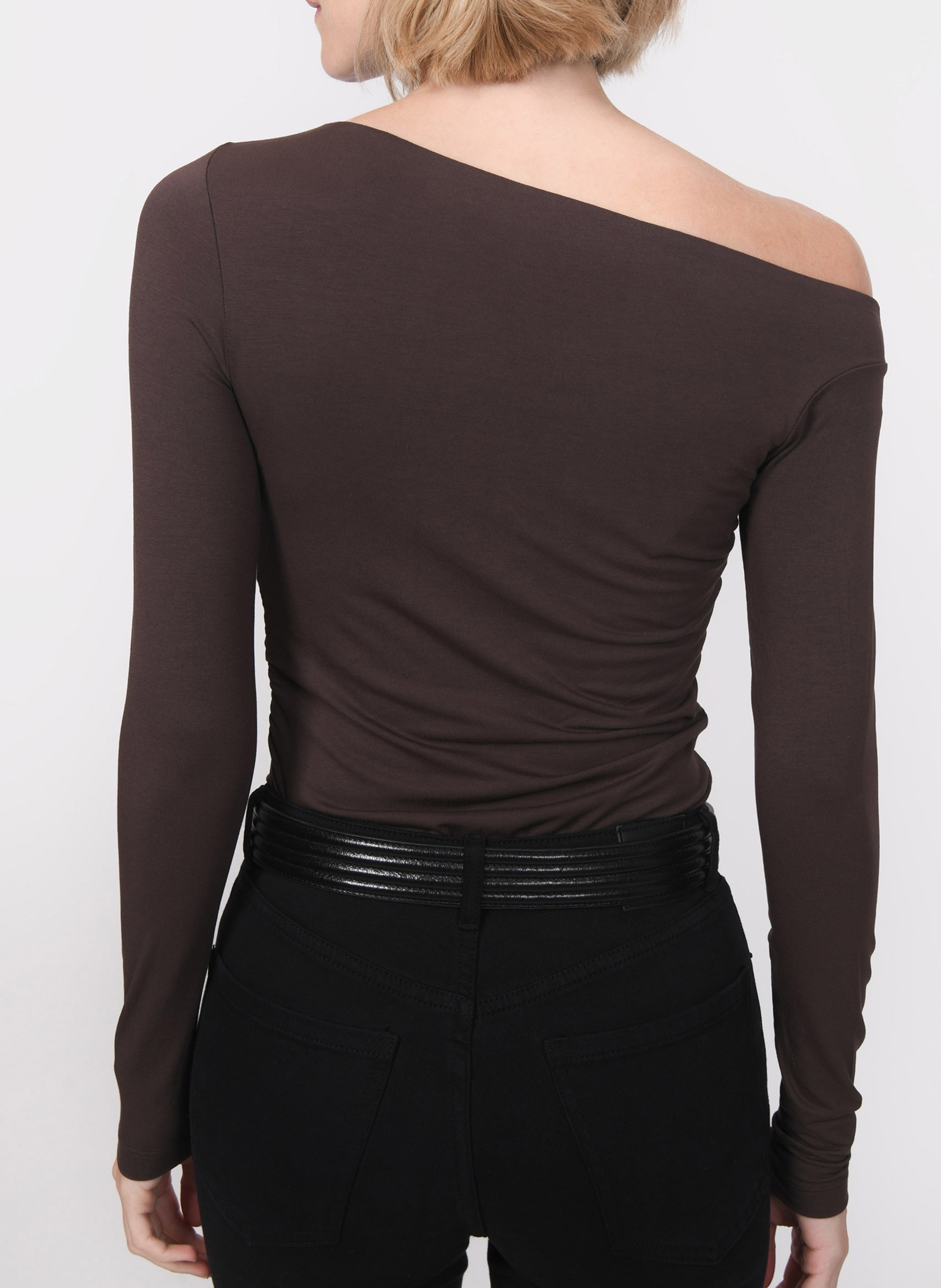 Boat neck top with gathers KOOKAI Brown