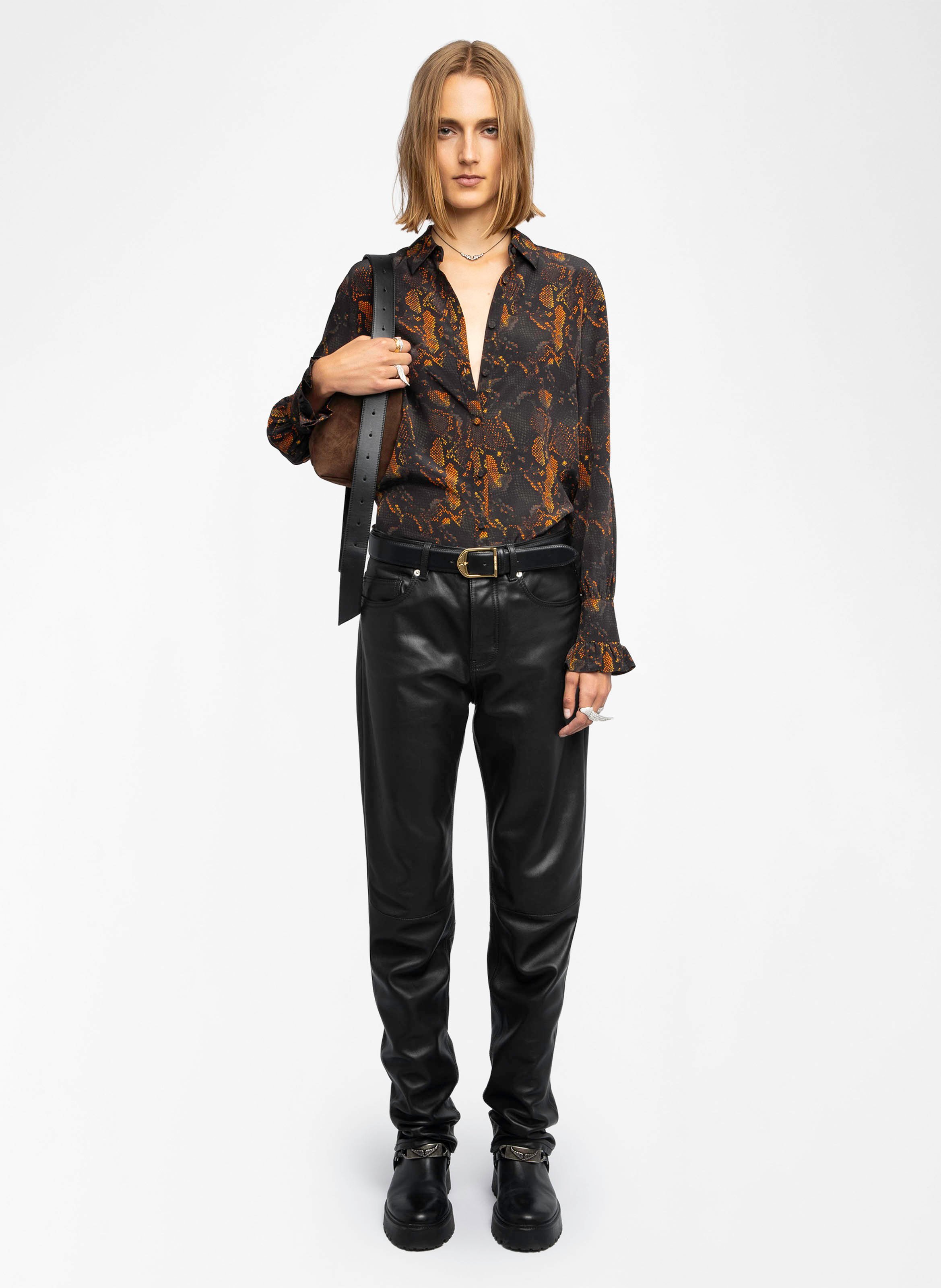 Straight-cut silk shirt with classic collar ZADIG&VOLTAIRE Black
