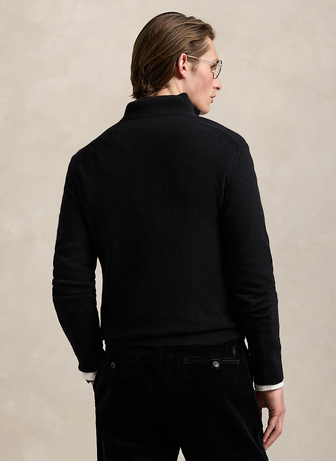 Regular-fit embroidered merino wool high-neck jumper POLO RALPH LAUREN Black