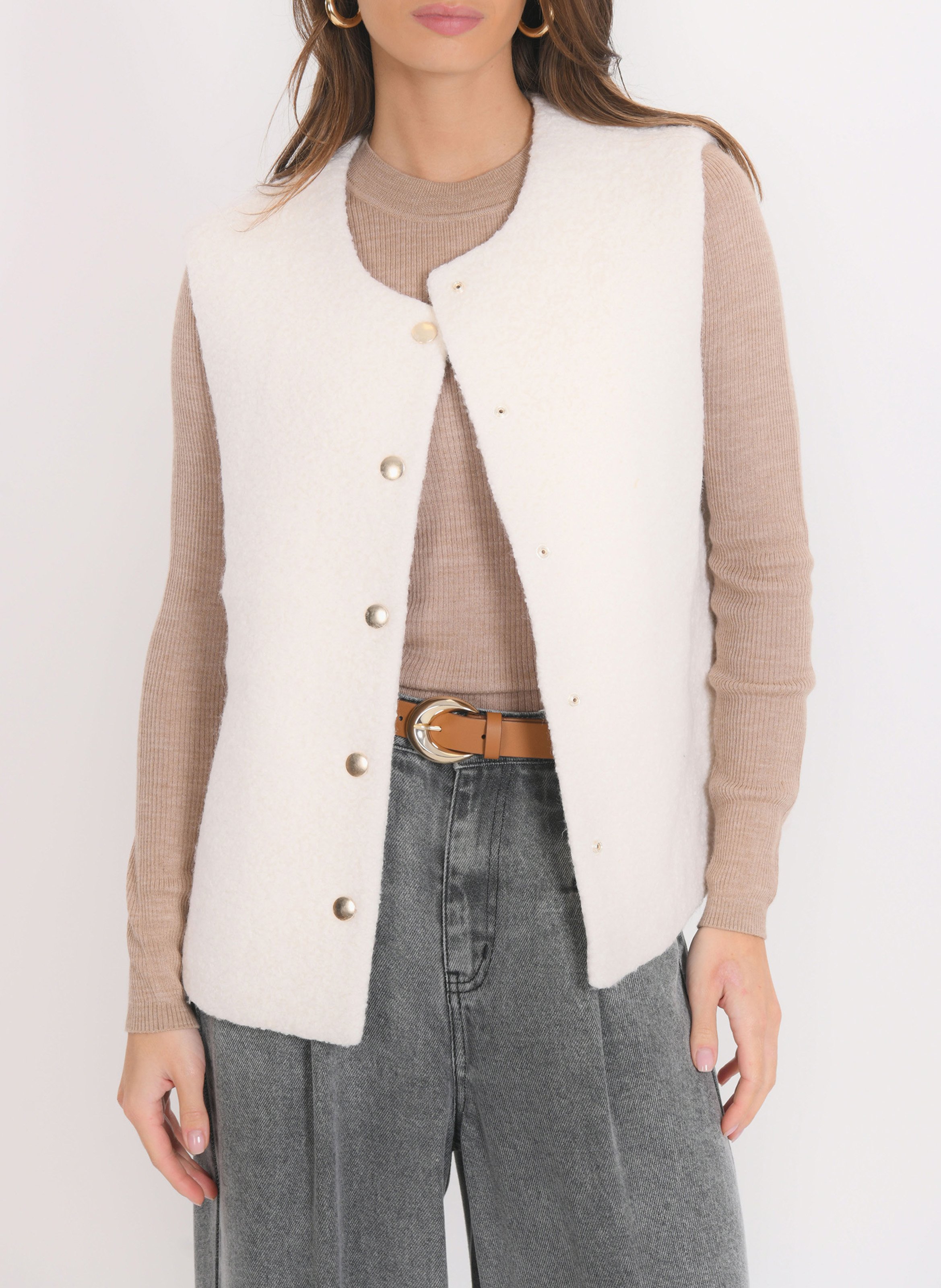Veste sans manches en laine mélangée KOOKAI Beige