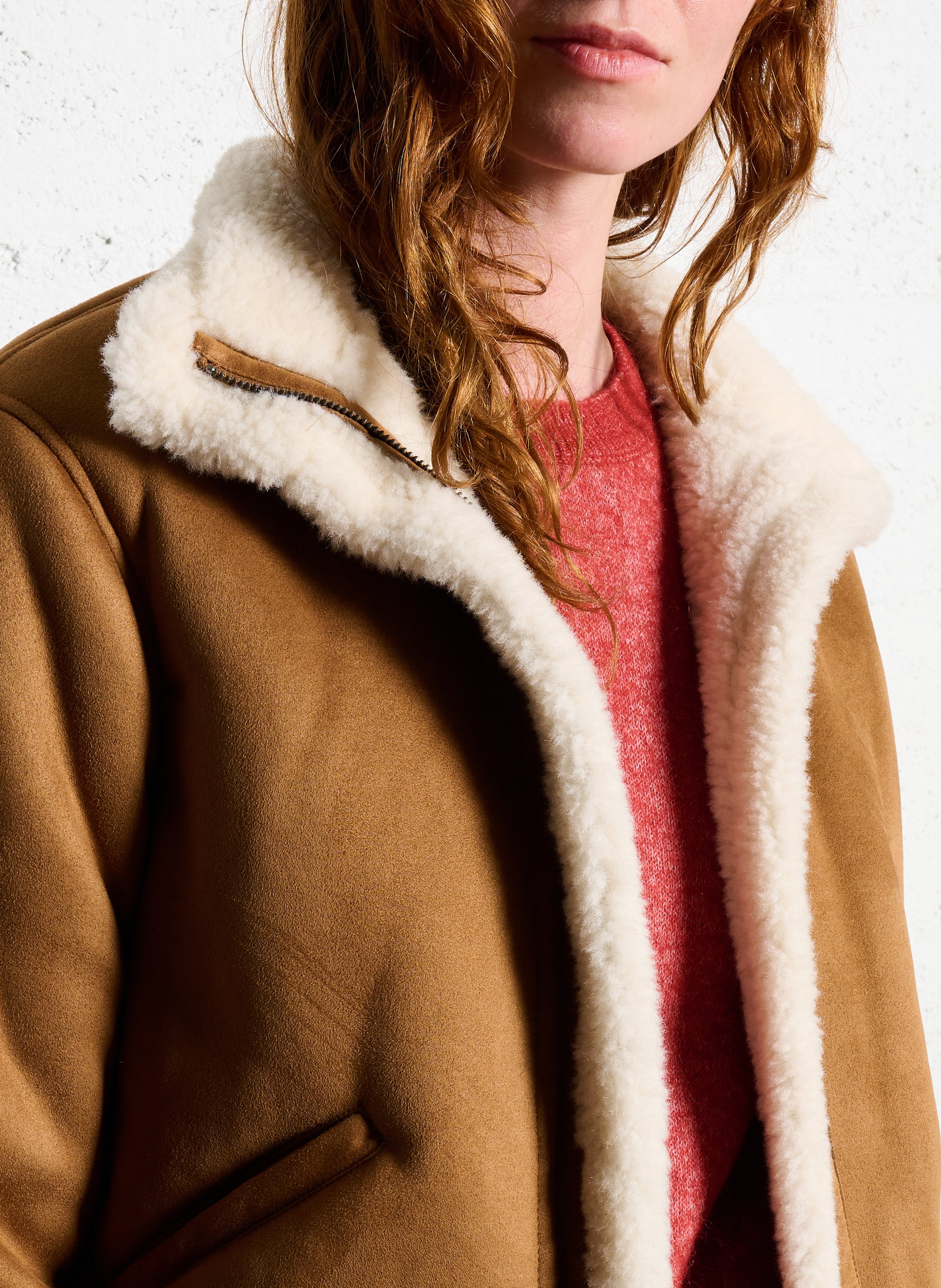 Gerade geschnittene Jacke aus Kunstpelz SUD EXPRESS Braun