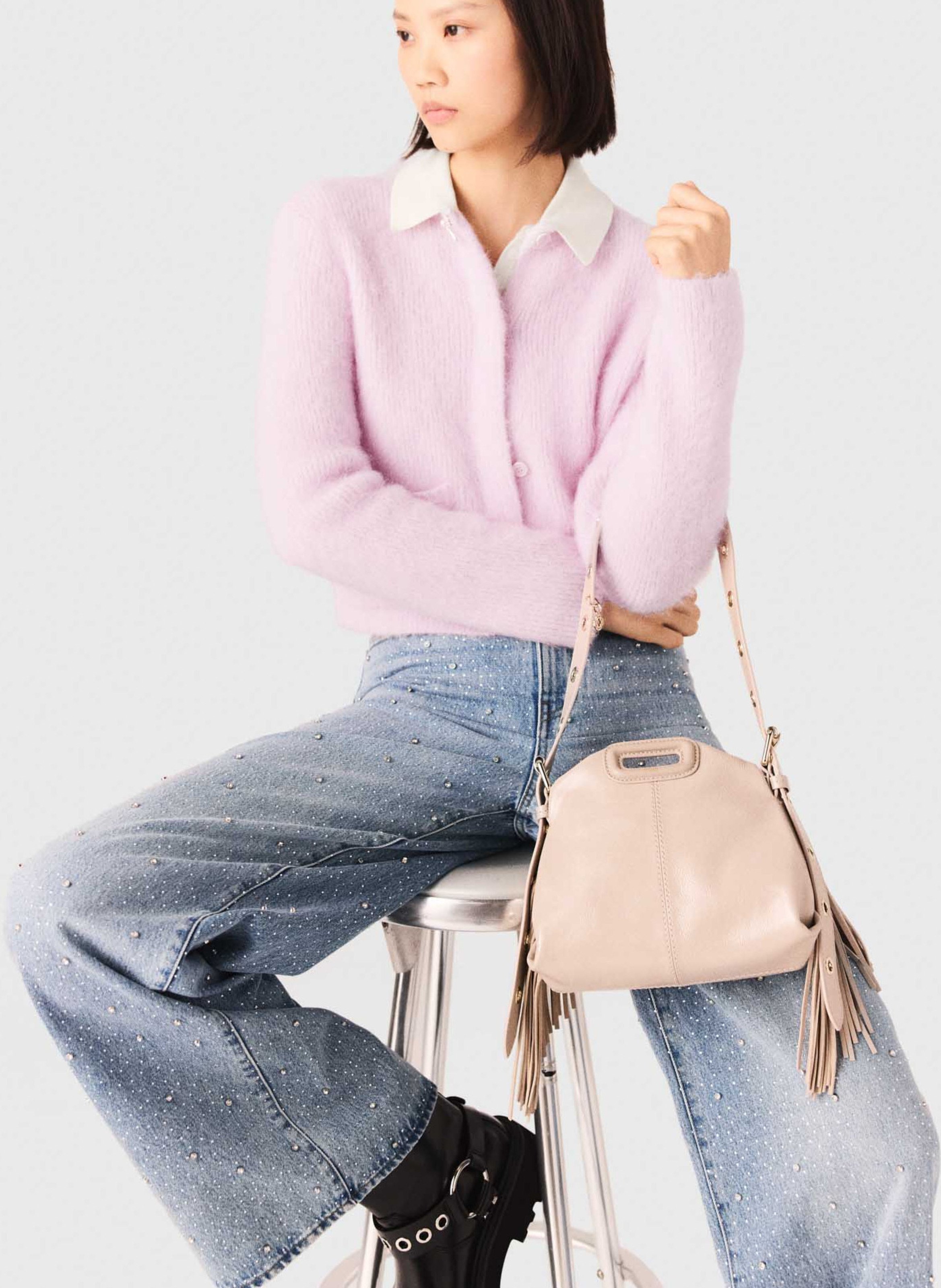 Cardigan droit col rond en maille MAJE