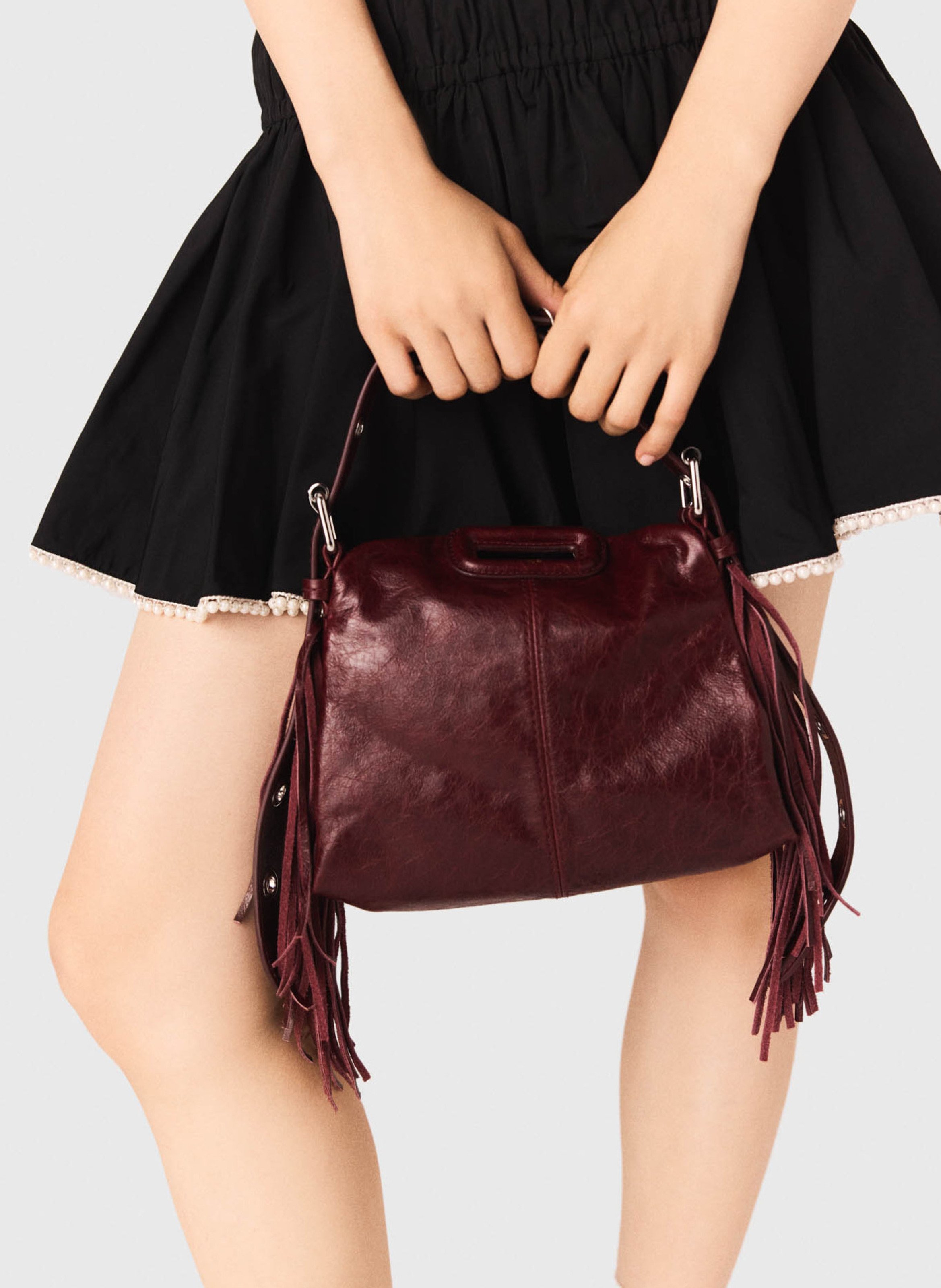 Sac porté épaule en cuir MAJE Rouge