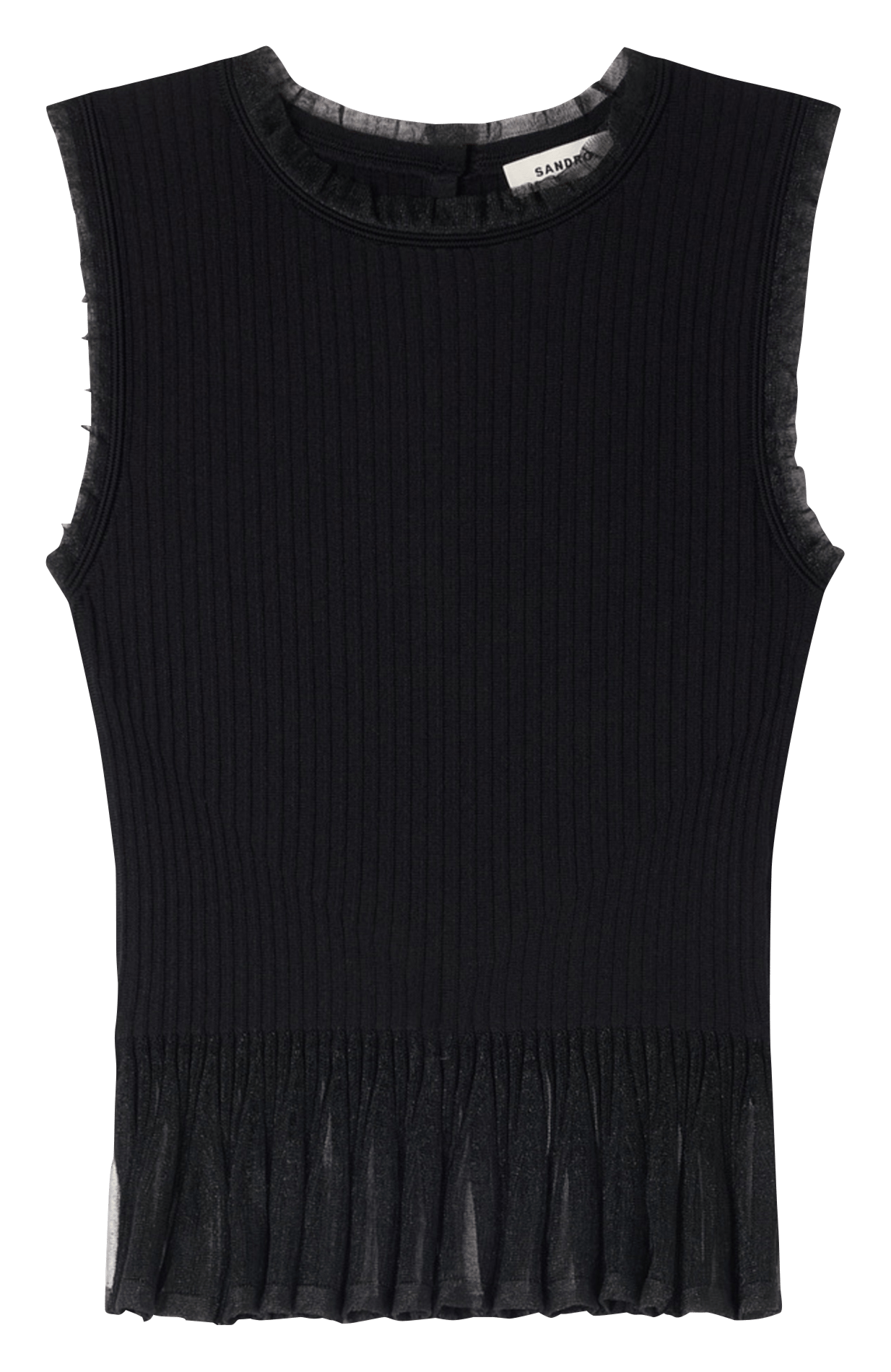 Top met aansluitende gerimpelde kanten details. SANDRO Zwart