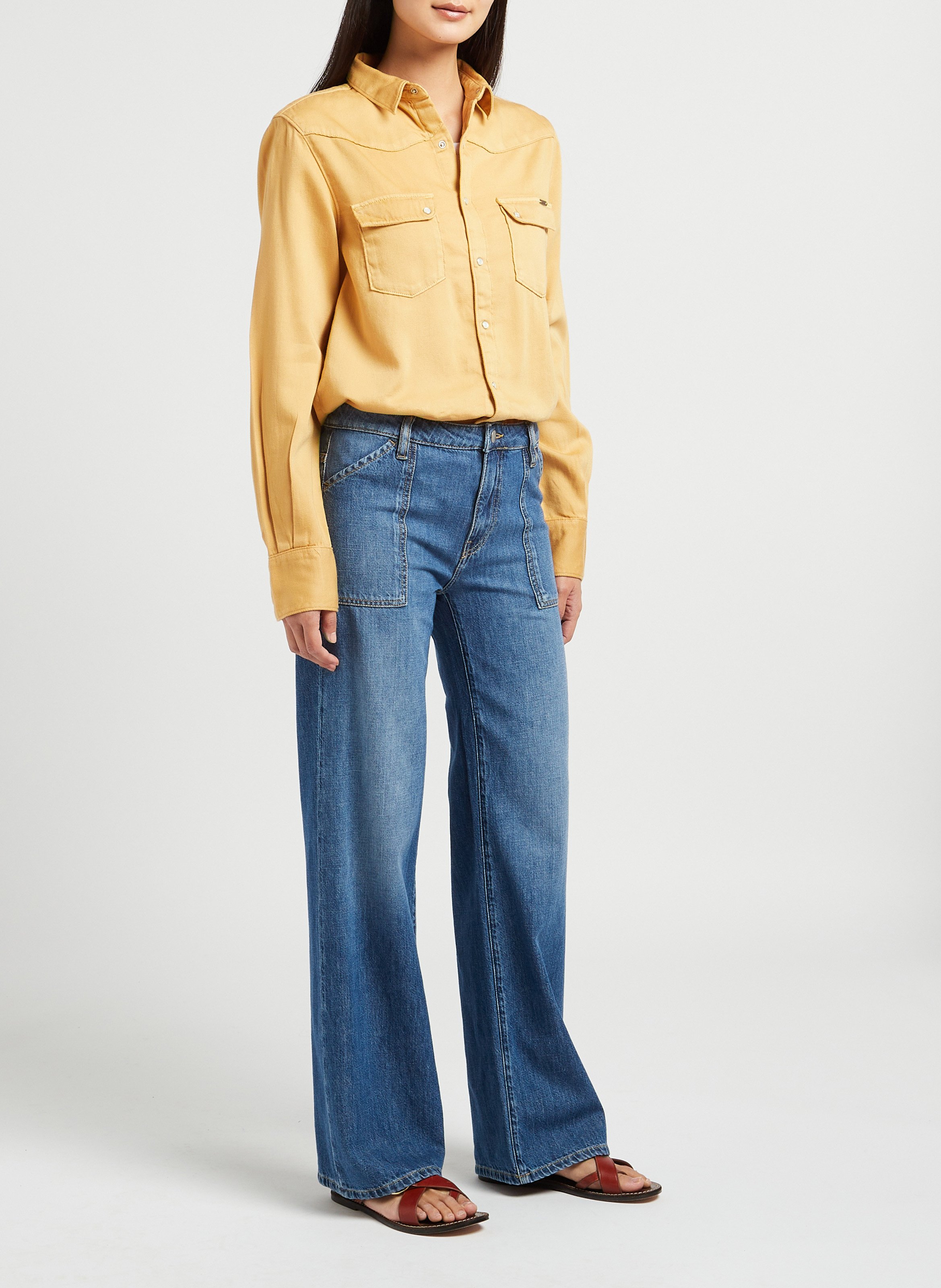 Straight-leg soft faded denim jeans ACQUAVERDE Blue
