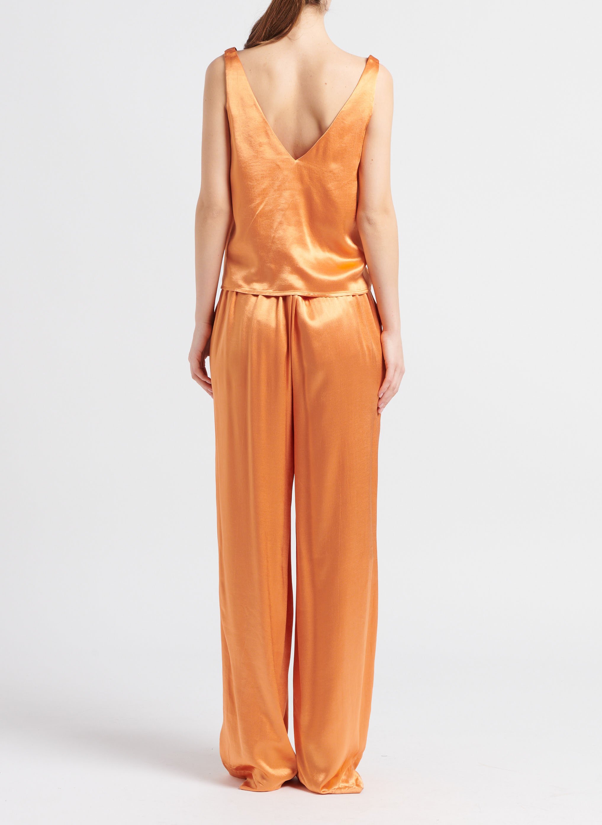 Top sans manches aspect satiné en viscose COLLECTORS CLUB Orange
