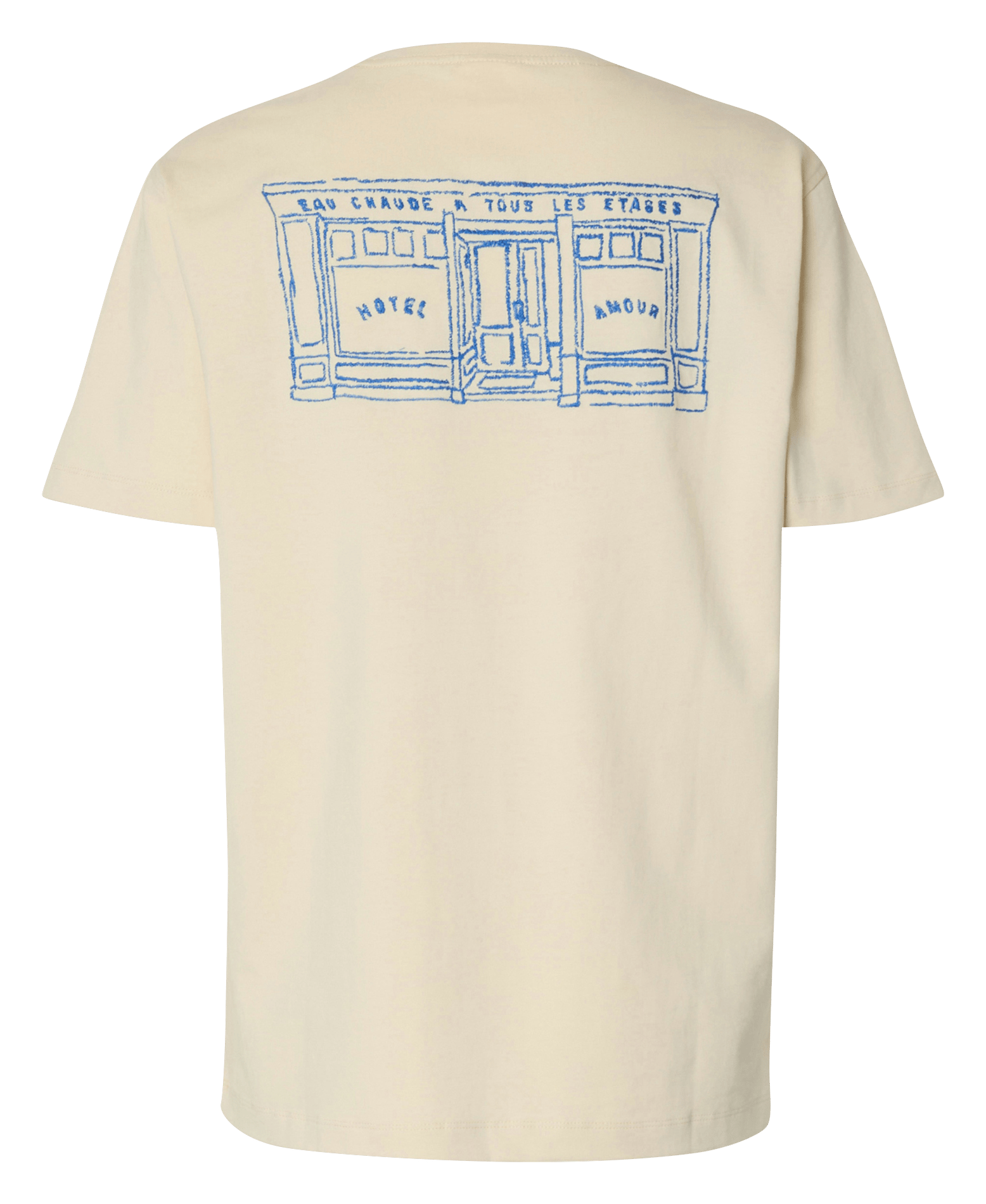 Round-neck organic cotton T-shirt SELECTED Beige