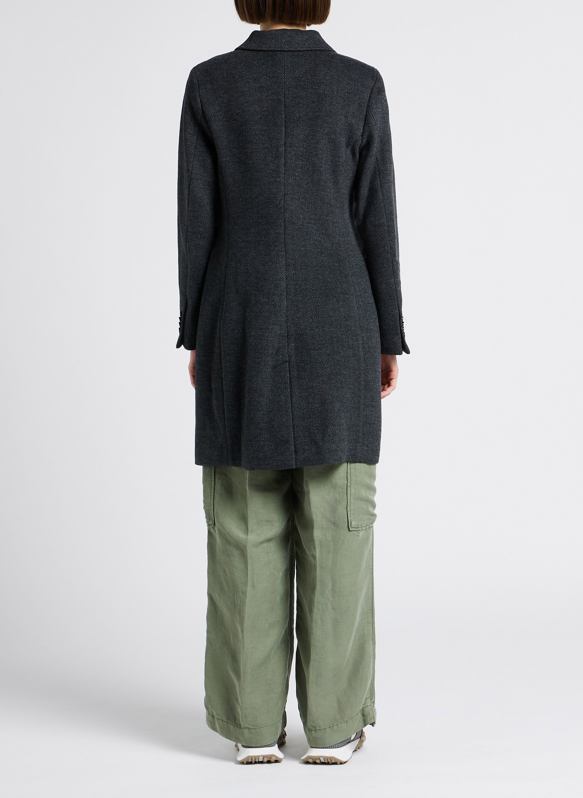 Manteau droit col tailleur en coton mélangé  POLO RALPH LAUREN Gris