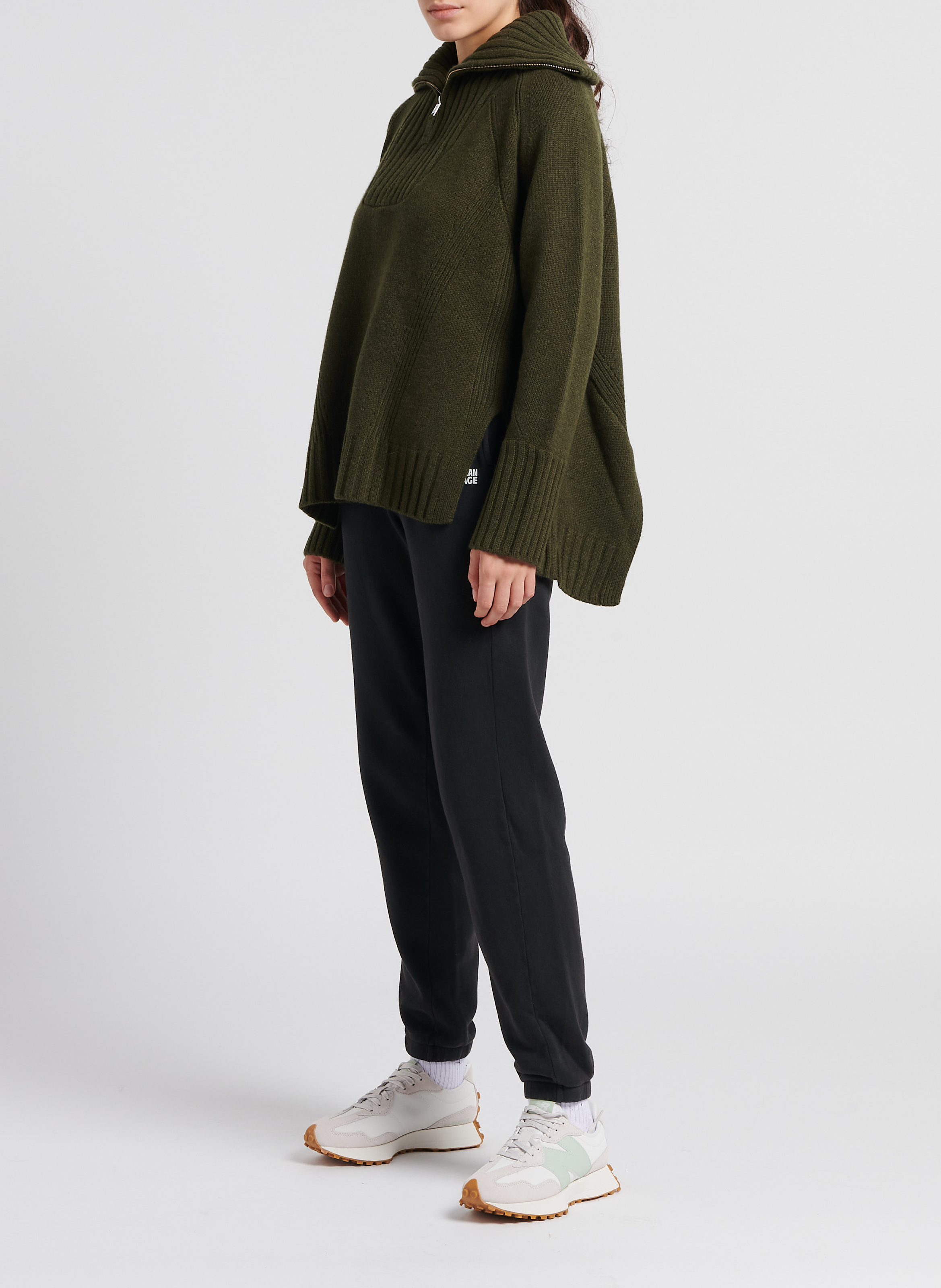 High-waisted cotton-blend track pants AMERICAN VINTAGE Black