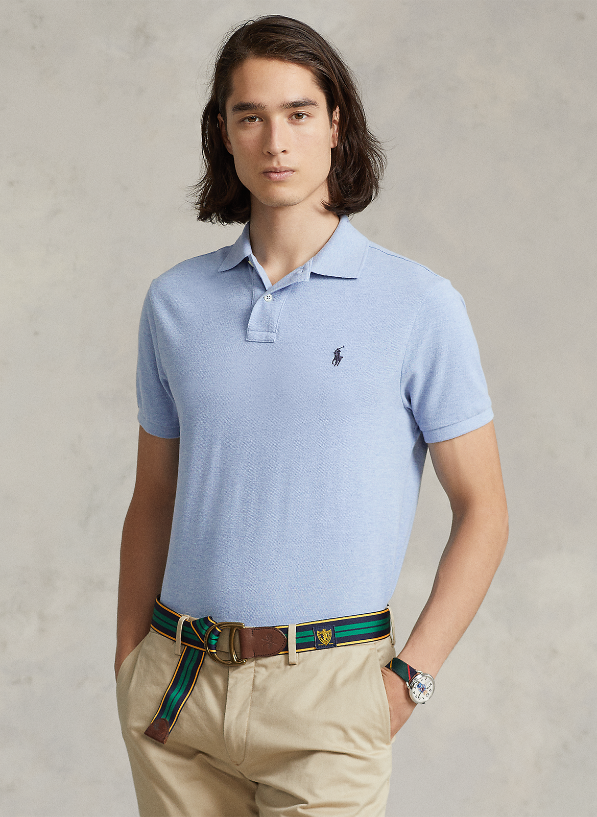 Kurzärmliges Poloshirt aus Baumwoll-Piqué, Slim Fit POLO RALPH LAUREN Blau