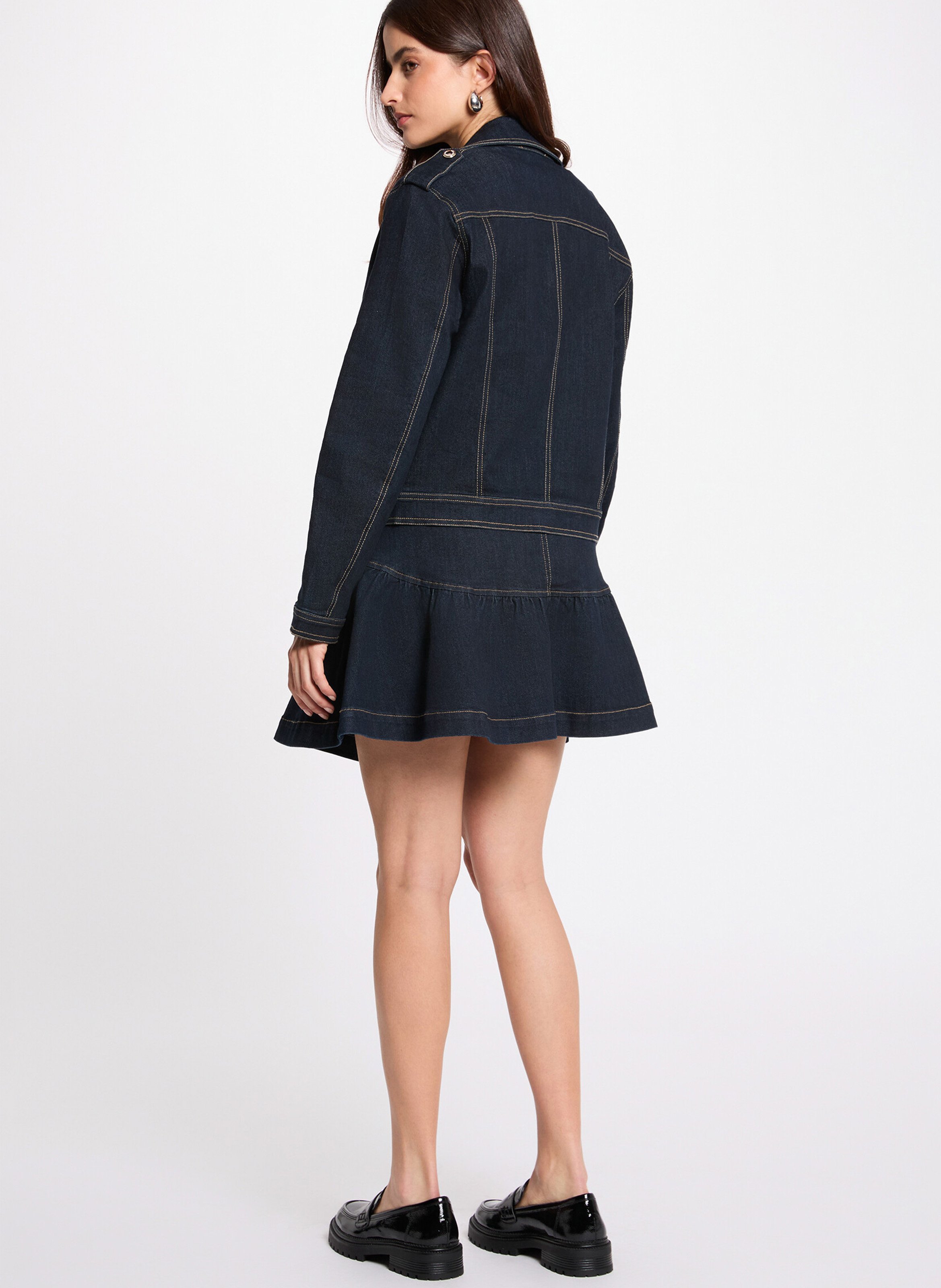 Veste zippée en denim brut MORGAN Bleu