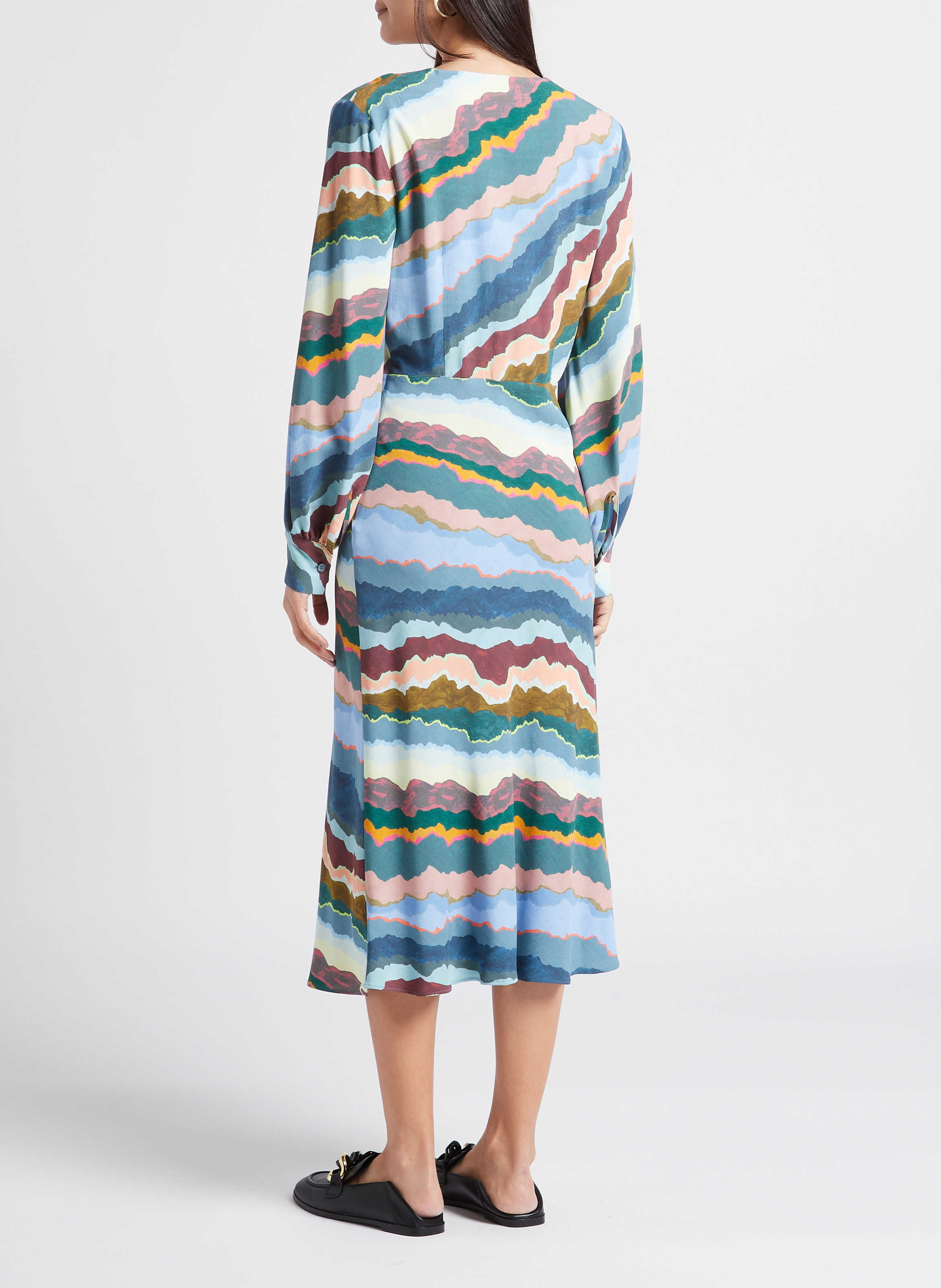 Robe midi droite col V imprimé PAUL SMITH Multicolore