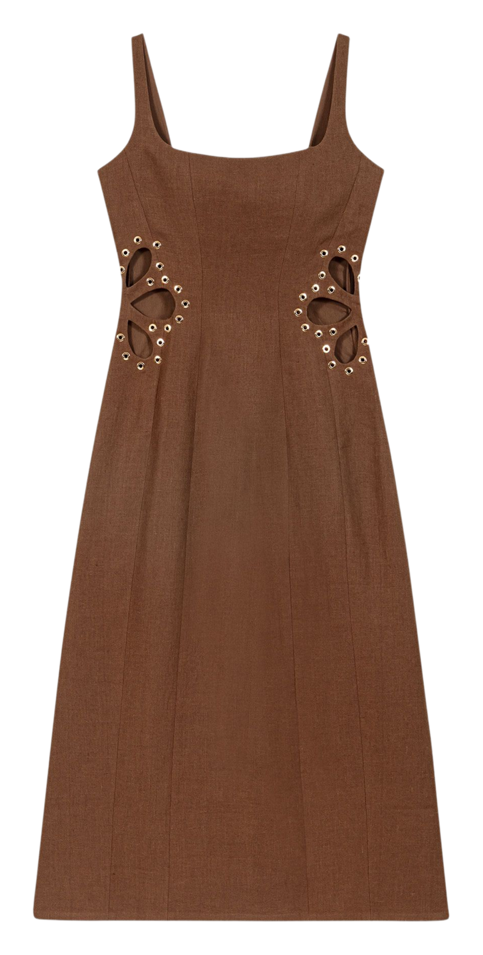 Flared linen dress MAJE Brown
