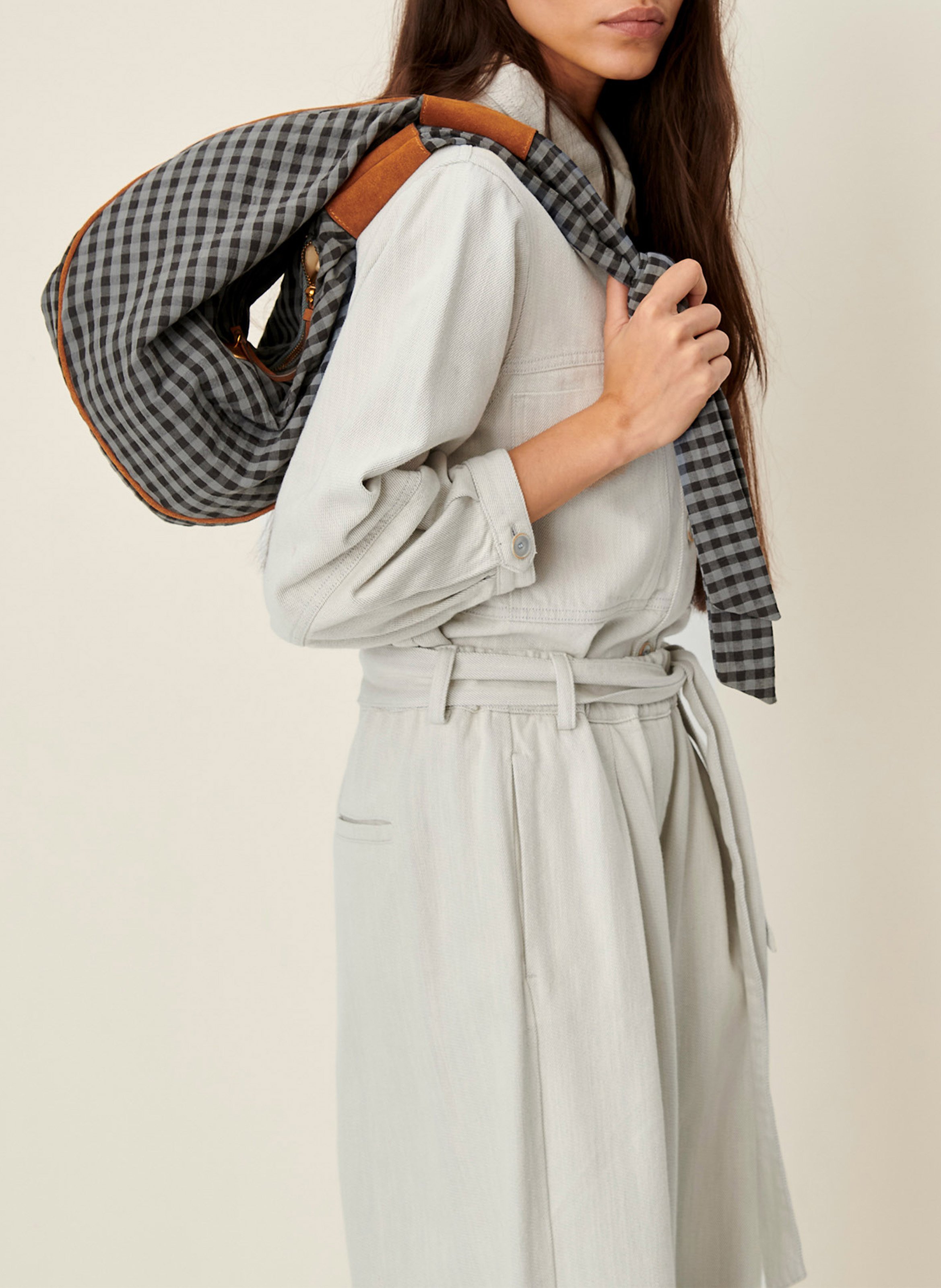 Weite Hose aus meliertem Baumwollstoff SESSUN Blau