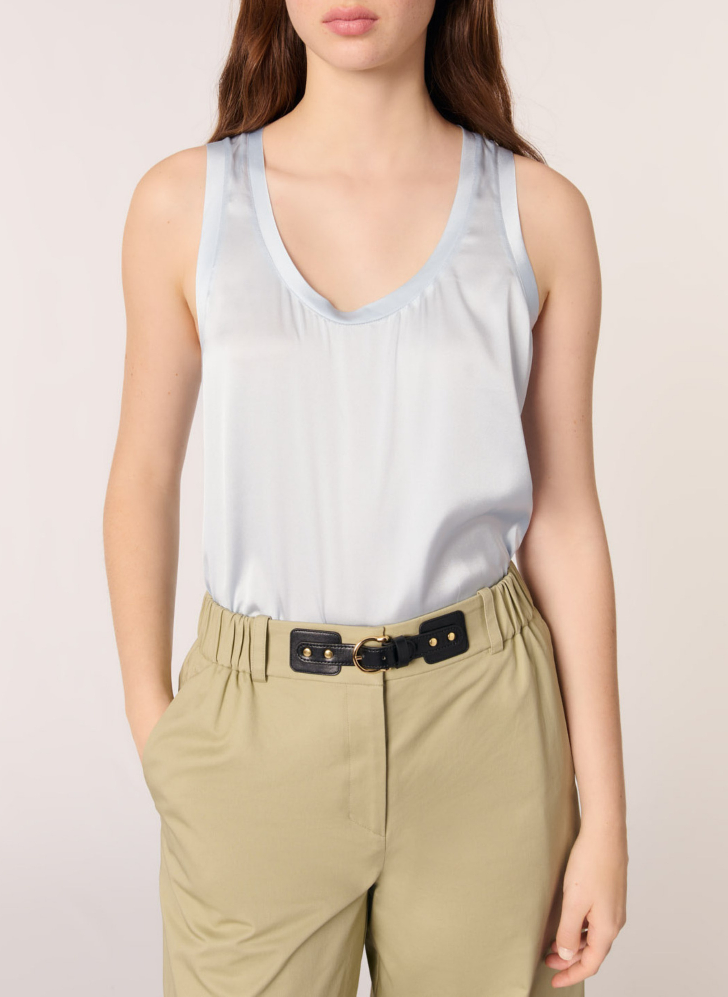 Gerader Seidenmischungs-Tanktop MAJE Blau