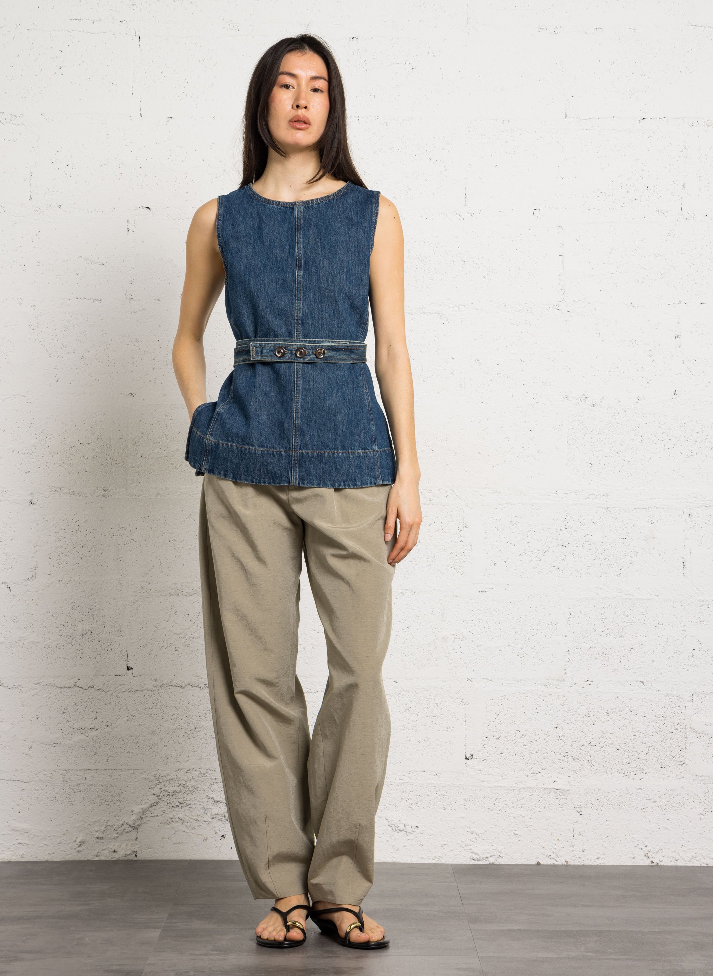 Denim-Top mit Rundhalsausschnitt SOEUR Blau