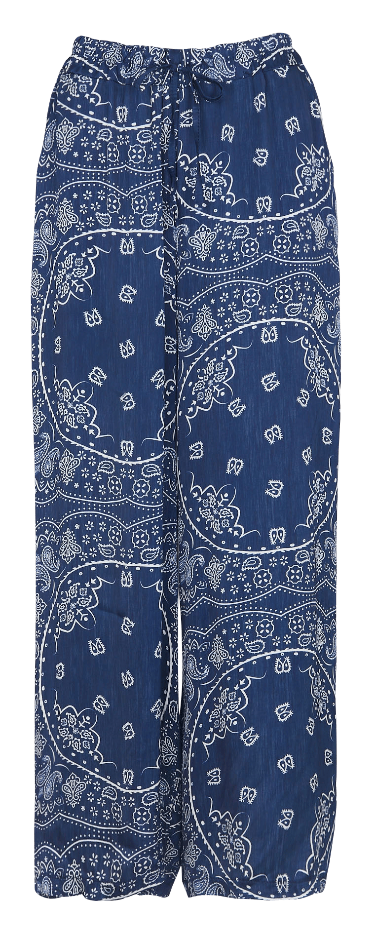 Pantalon large imprimé cachemire satiné AOKYANOS Bleu