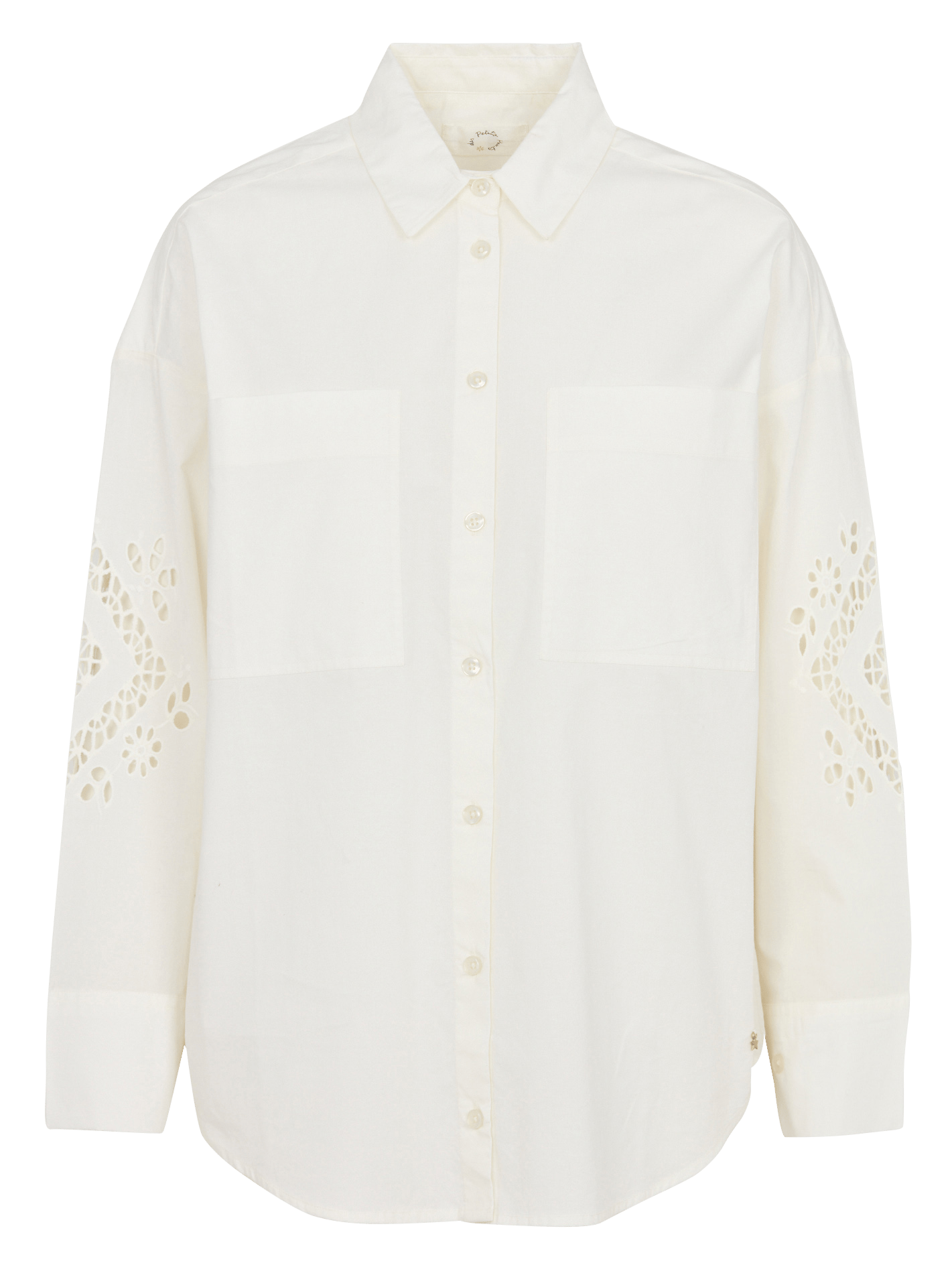 Chemise ample col classique broderie anglaise en coton DES PETITS HAUTS Beige