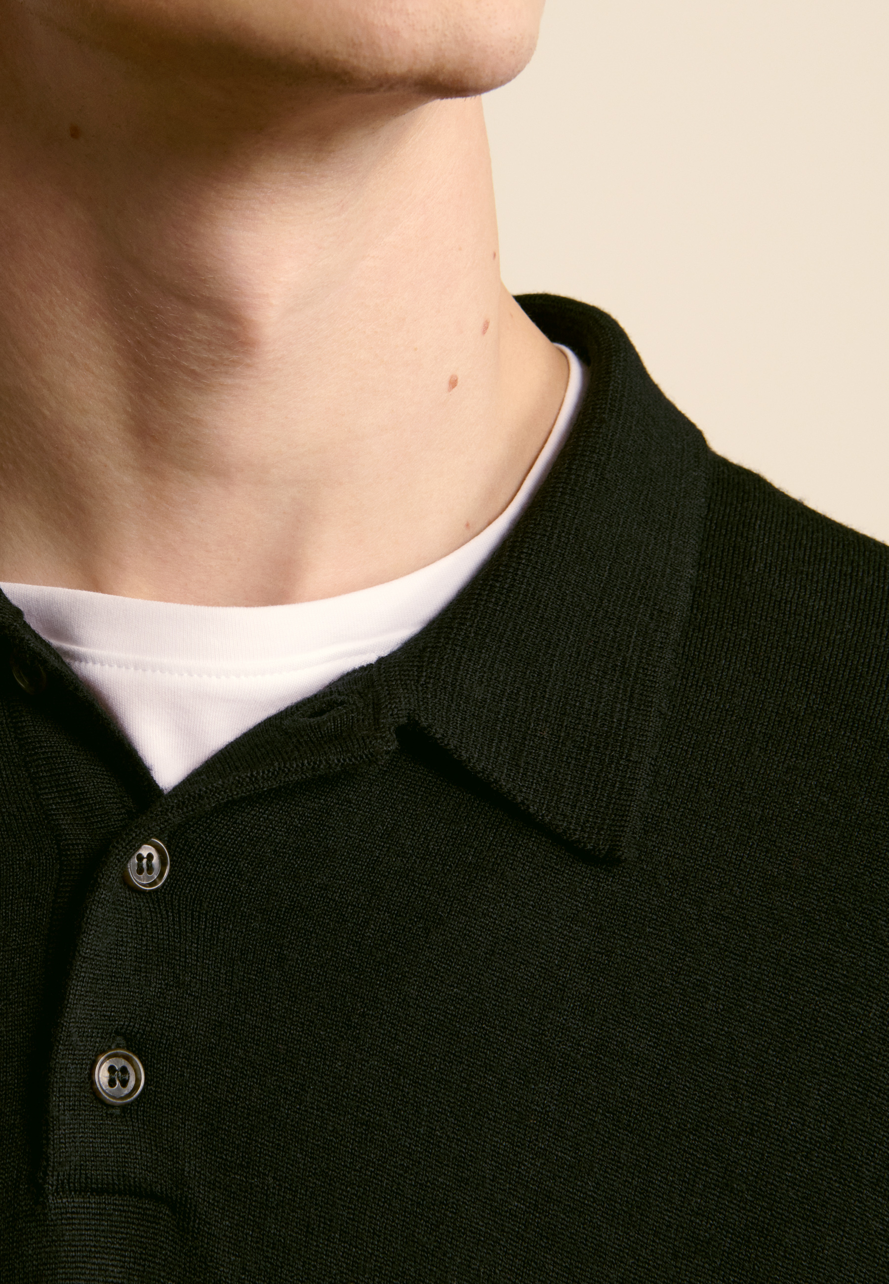 Long-sleeve Merino wool polo MAISON MONTAGUT Black
