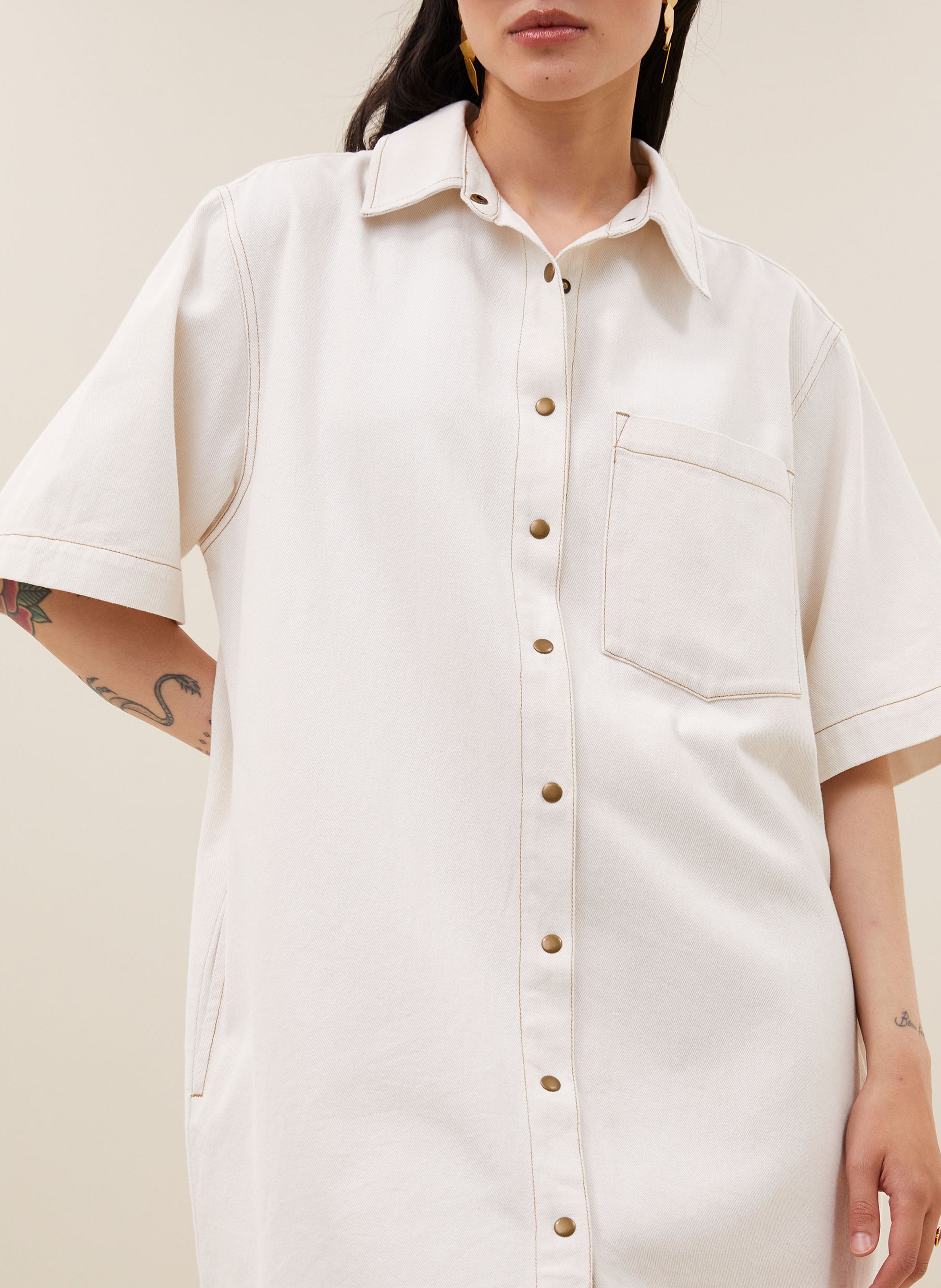 Robe ample en coton BY BAR Blanc