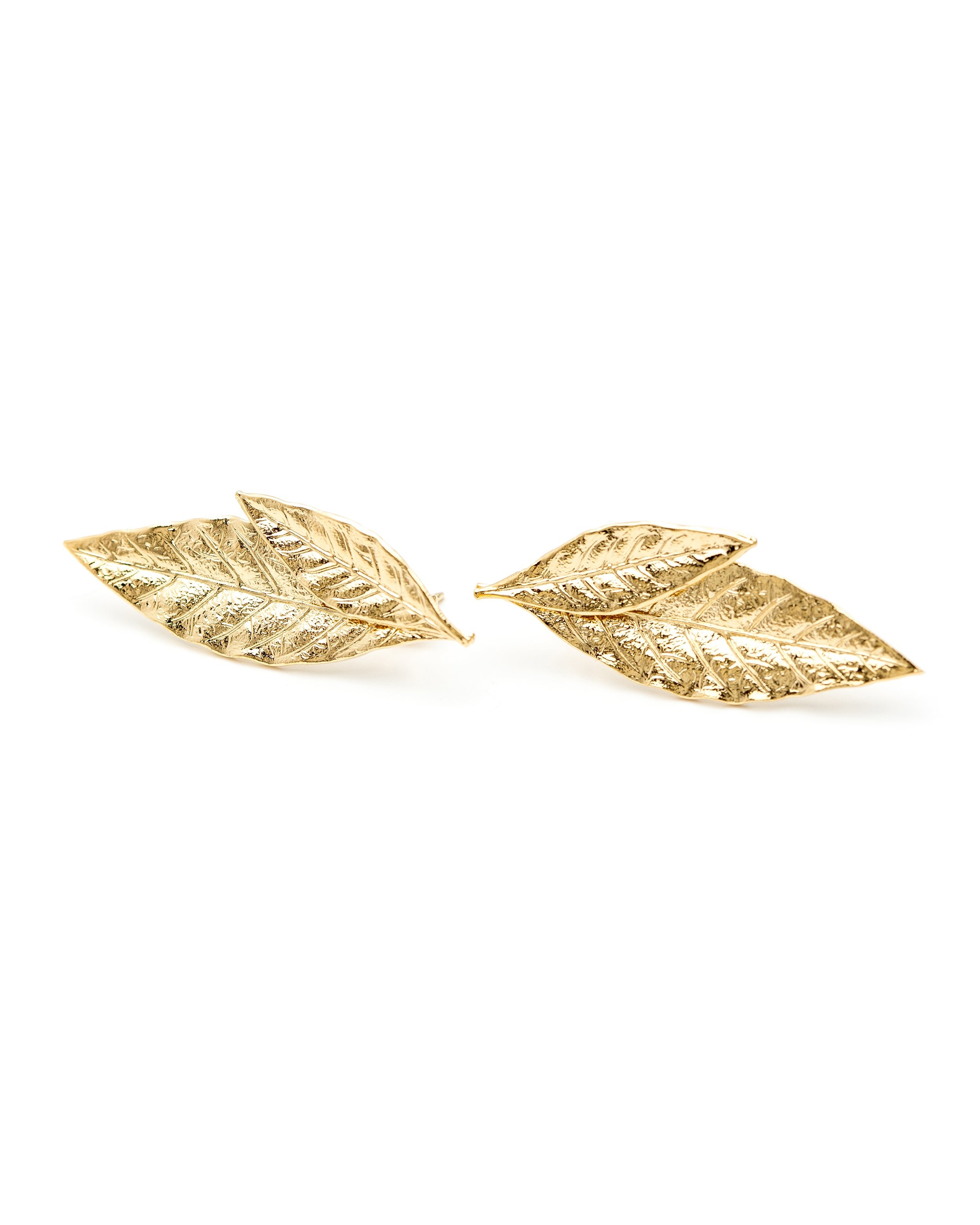 Maxi gold-plated leaf stud earrings MONSIEUR SIMONE Golden