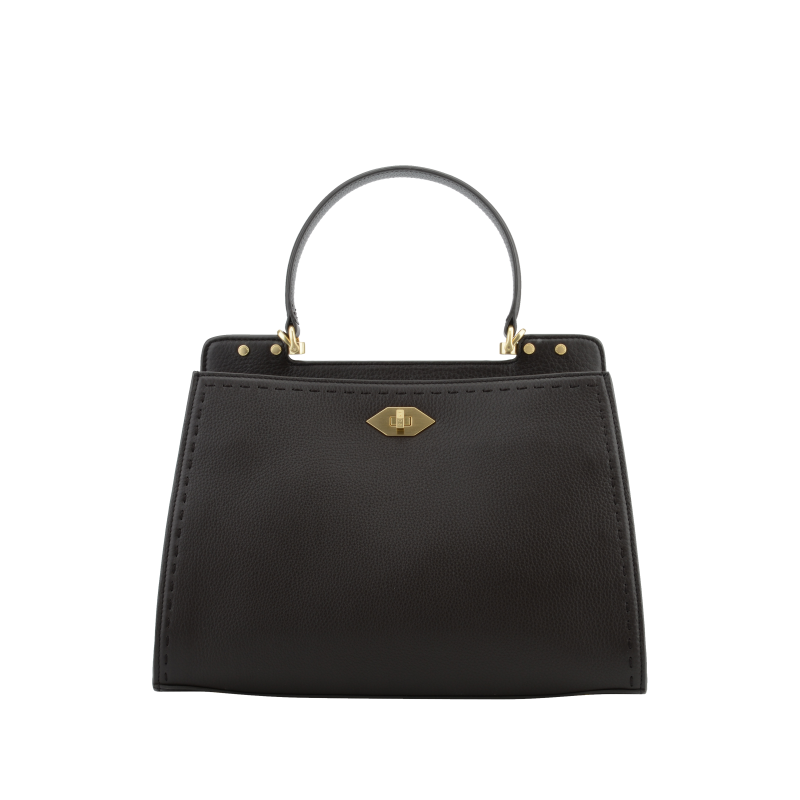 Calfskin leather handbag POURCHET Brown