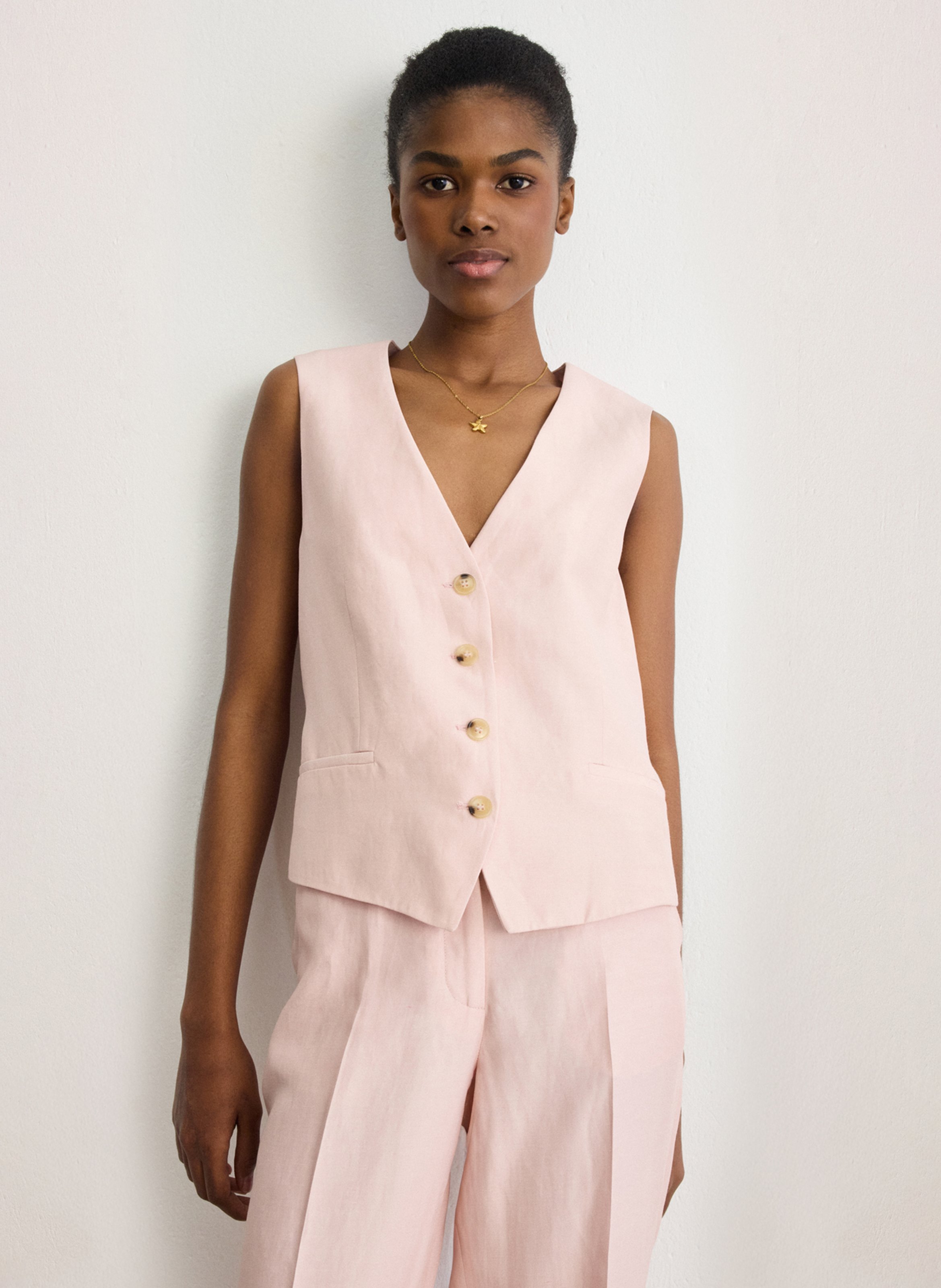 Straight V-neck vest PABLO Red