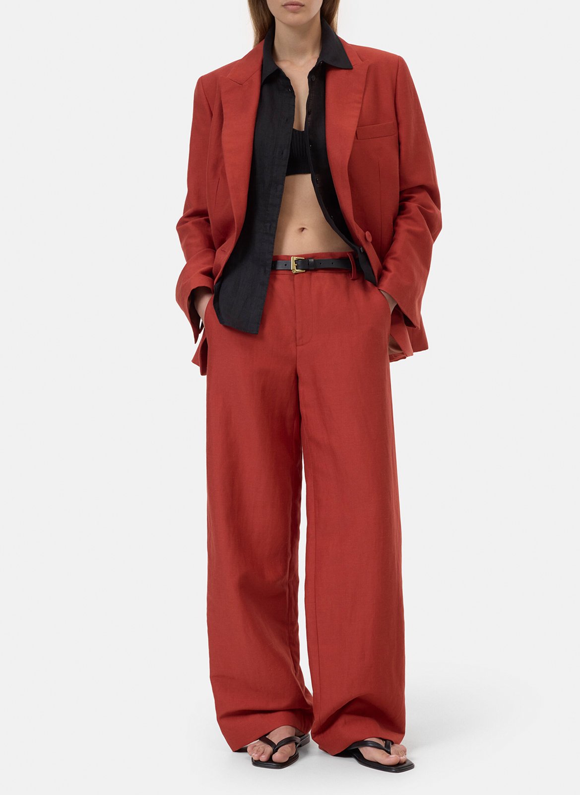 Pantalon large en lin mélangé CLOSED Rouge