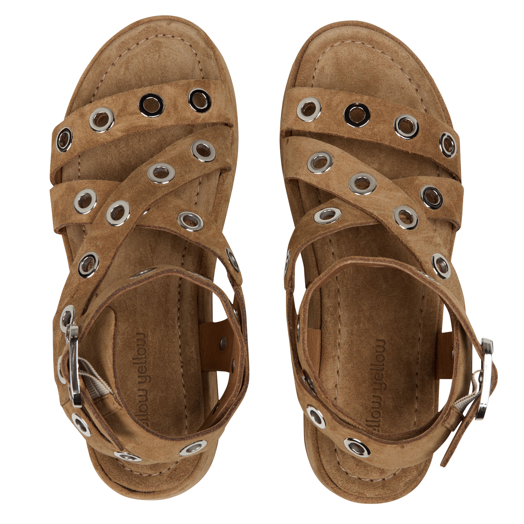 Sandalias planas de cuero de ante con ojales MELLOW YELLOW Beige