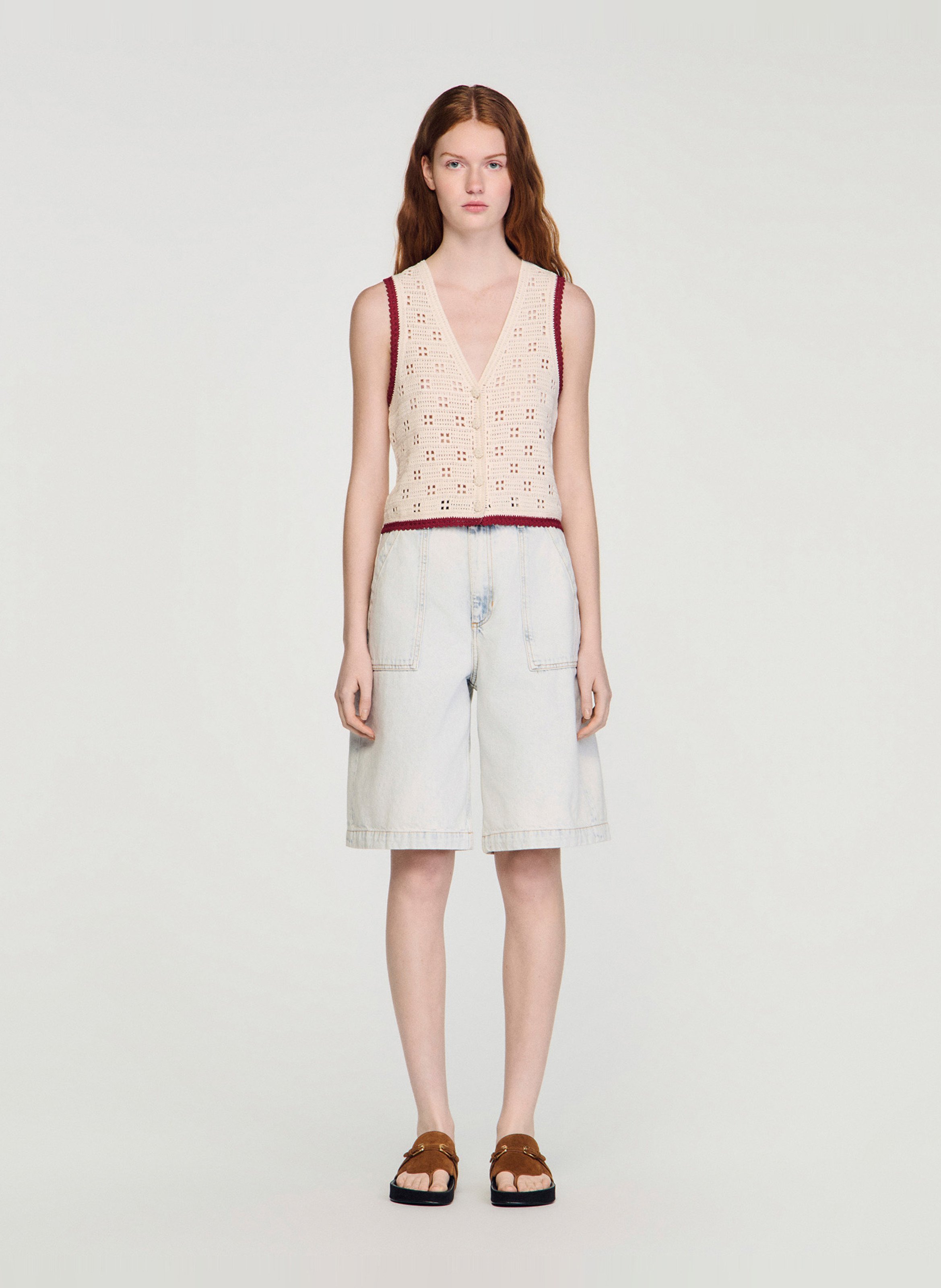 V-neck top SANDRO Beige