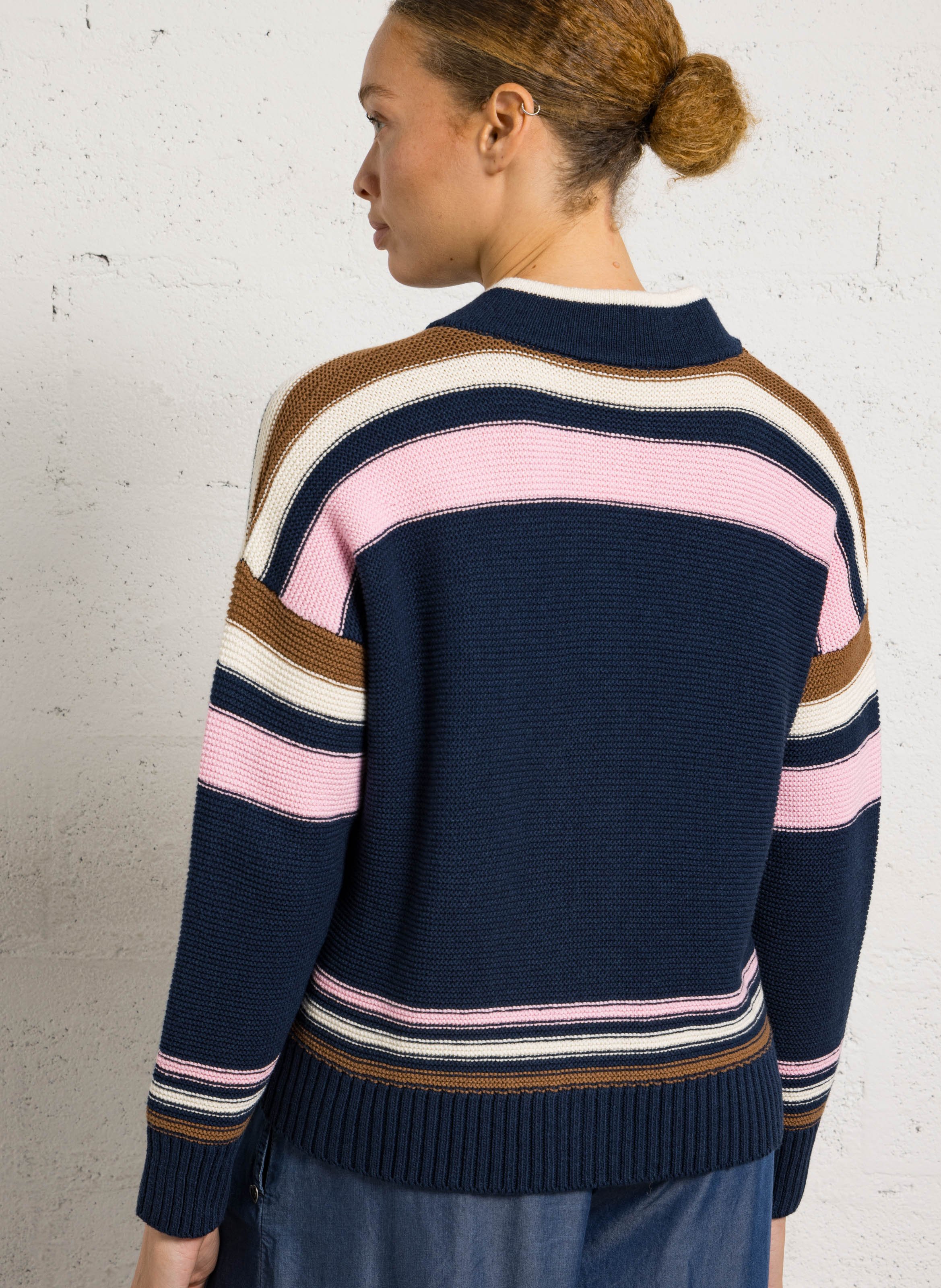 Cardigan droit en coton mélangé DR BLOOM Bleu